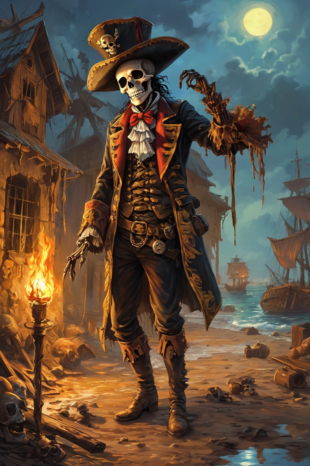 skeleton in the dark world,
dark colors,
lonely, sadness, post apocalypse,
top hat, mexican, celebration,
masterpiece, demoniac, manga, psychedelic,
(Oil painting), (speed art), (brush stroke),
intimate, casual piece, charming photo,
pirate, fantasy, surreal,
wet, warm light, passing light,
detailed shading, reflections, consistent proportions,
(top view), side view, perspective view,
ultra realistic, ultra detailed, (detailed painting),