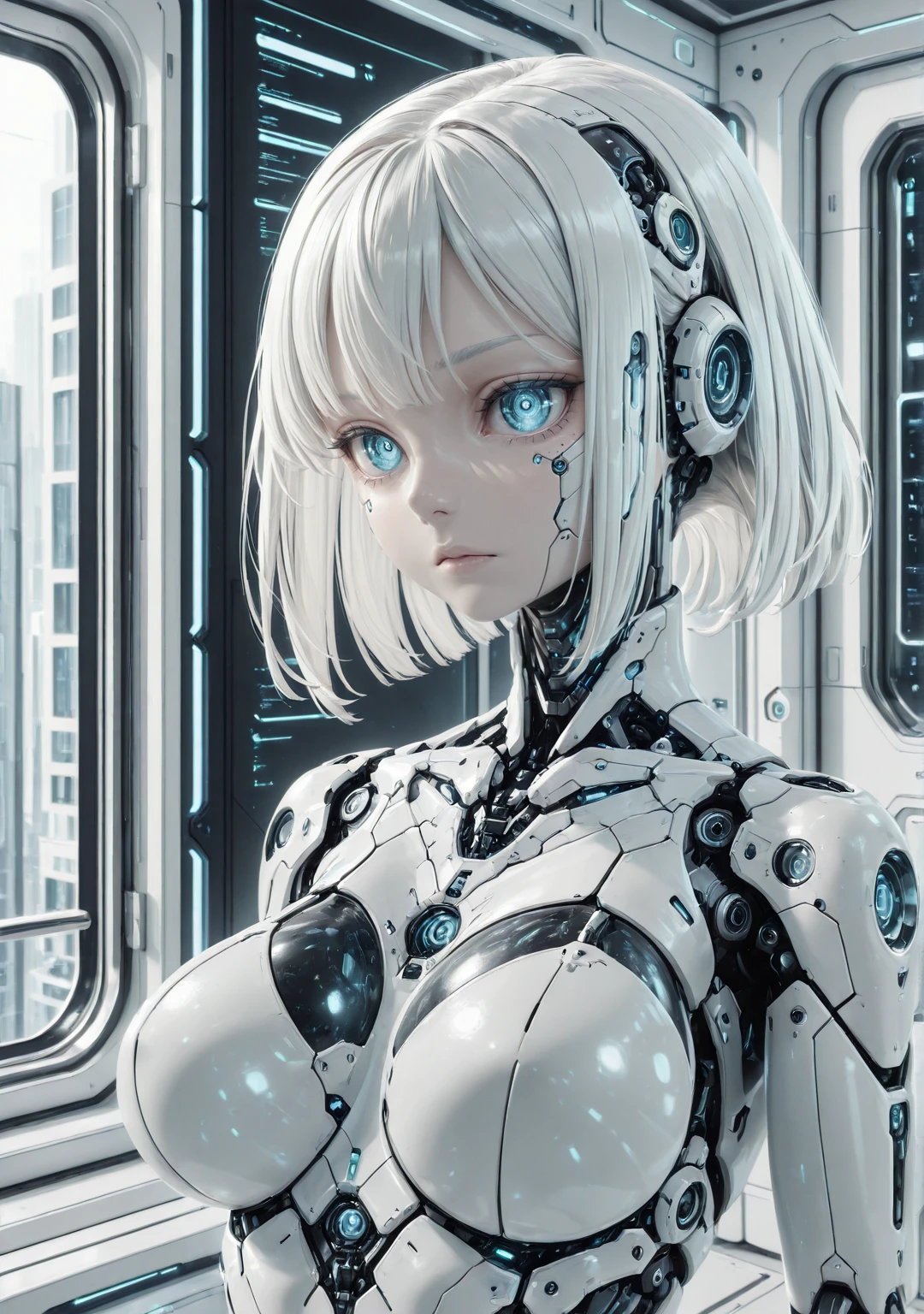 masterpiece, best quality, amazing quality, absurd res,
<lora:Purity_Tech_for_Illustrious:0.7> pur1tyt3ch, white theme, 1girl, white hair, science fiction, cyborg,