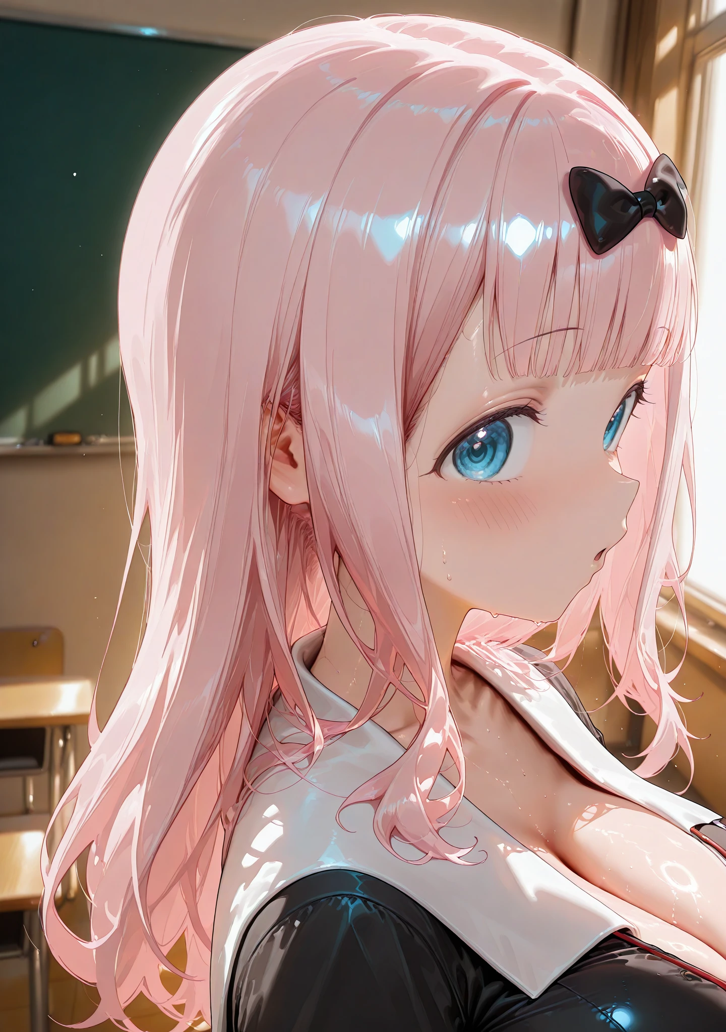 masterpiece,best quality,newest,
solo,<lora:ovstyle2:1>,
ovstyle,1girl,fujiwara chika,classroom,