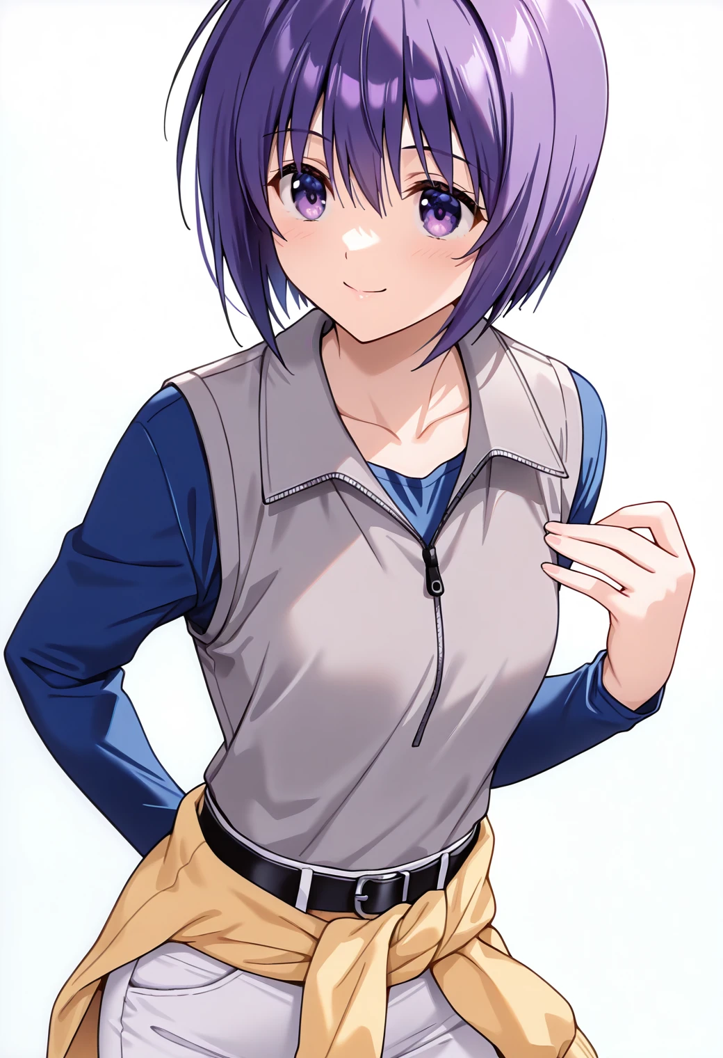 mai_katsuragi, short hair, purple eyes, large breasts, upper body, florist, apron, white shirt, smile <lora:mai_katsuragi_v1:0.8>, masterpiece, best quality, masterpiece, best quality