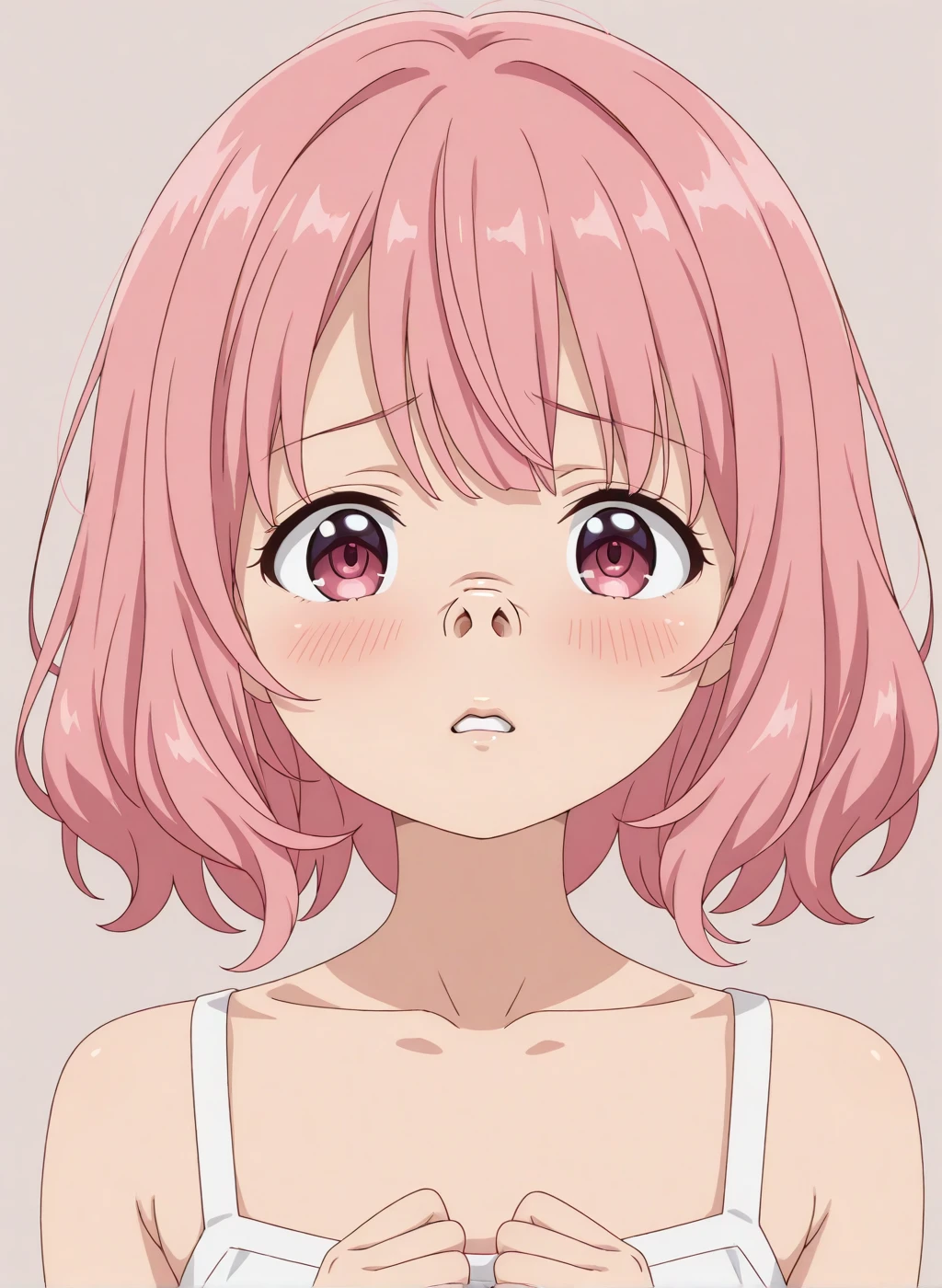 masterpiece, best quality, amazing quality, very aesthetic,1 girl, simple background,looking viewer,<lora:IL_nosehook_anime_new_v4_test10-000012:0.8>parted lip,shy,side,nostrilspullup, long nostrils,