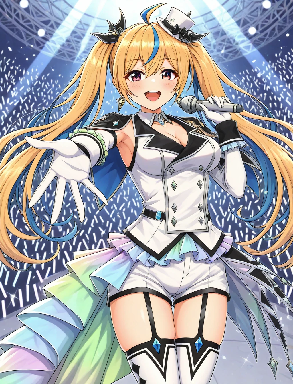 <lora:Beethoven_XL_illustrious-noob_v1:1>beethoven,idol clothes,, best quality, masterpiece, high quality,newest, absurdres, highres,incredibly absurdres ,<lora:NoobV065sHyperDmd:1>