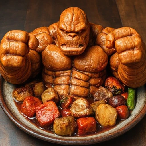 1male, a macho man eats (a cat-shaped mochi:1.2), muscular, manly, food, eating, dragon ball style, dragon quest style, mahoujin_guruguru, beard, chinatown