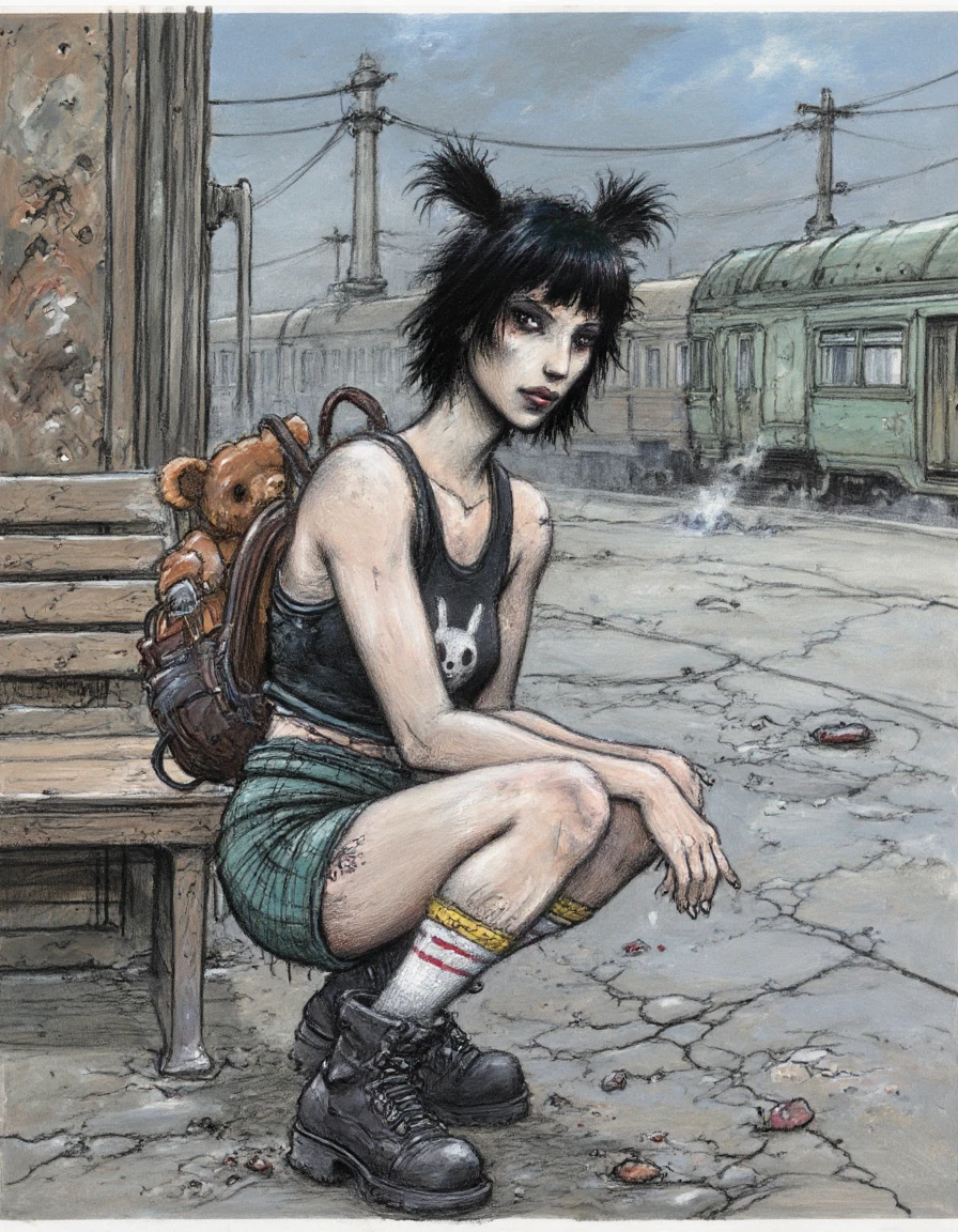 Pencil Illustration - Enki Bilal Style Flux1-Dev