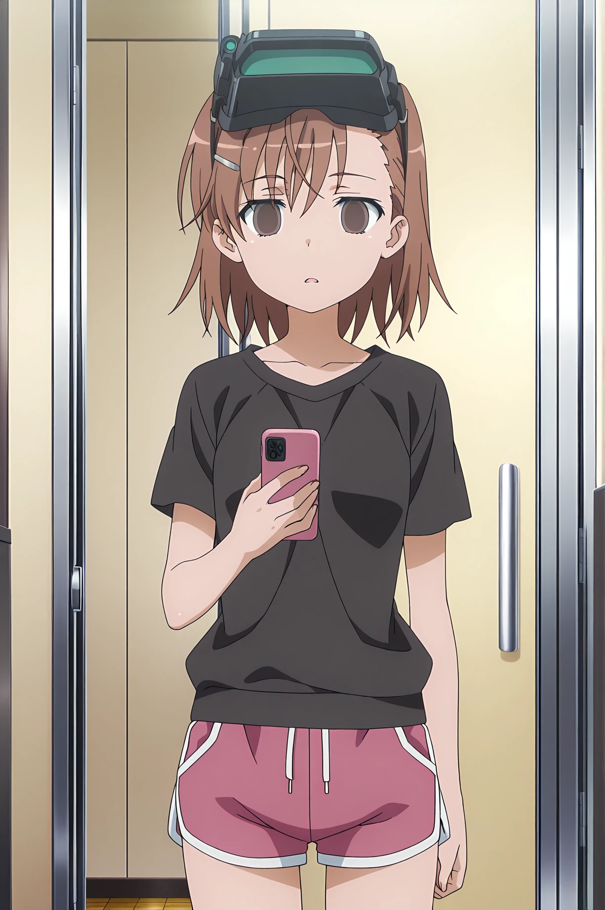 ((masutepiece, Best Quality, hight resolution, nffsw, Perfect Pixel, depth of fields, 4K, )), 1girl in, Solo, , Beautiful anime girl, Beautiful Art Style,
standing:1.3, bathroom background, Looking at wevier.
Perfect body, grin smile, lift tshirt:1.3, show nipples:1.3, selfie:1.3,
Yuigahama Yui, Hair bun, short hair, large breasts, claverage:1.2,
Full face blush, short pants,
straight-on:1.3, medium shot