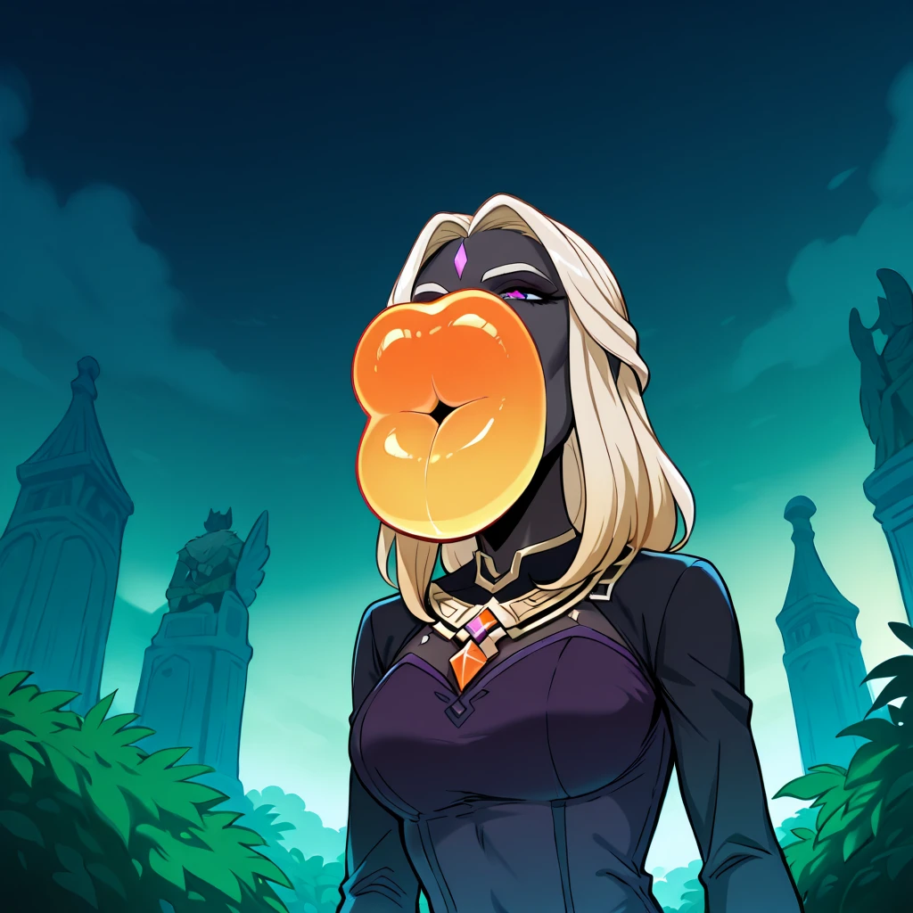 1girl, hilichurl_\(genshin_impact\), genshin_impact, 1girl, blonde_hair, purple_eyes, she moves carefully through dense jungle, bioluminescent plants lighting her way with their neon glow. Her flashlight shines on an overgrown statue, highlighting its hidden features as she moves through the remnants of an ancient city. The misty air is thick, the colors of neon green and pink swirling around her, creating an almost surreal scene. BREAK, neon green, bioluminescent pink, vibrant orange, muted jungle green, dark tactical black, shadowy gray, midnight blue, BREAK,, hyper lips,
<lora:LusciousLips_IL-000020:.8>
BREAK, [[score_9, score_8_up, source_cartoon, in focus + sharp focus, best quality, official art, masterpiece, highly quality, highres, high quality, best quality, absurdres, intricate detail + accurate details, masterful composition, dynamic angle, detailed background]],