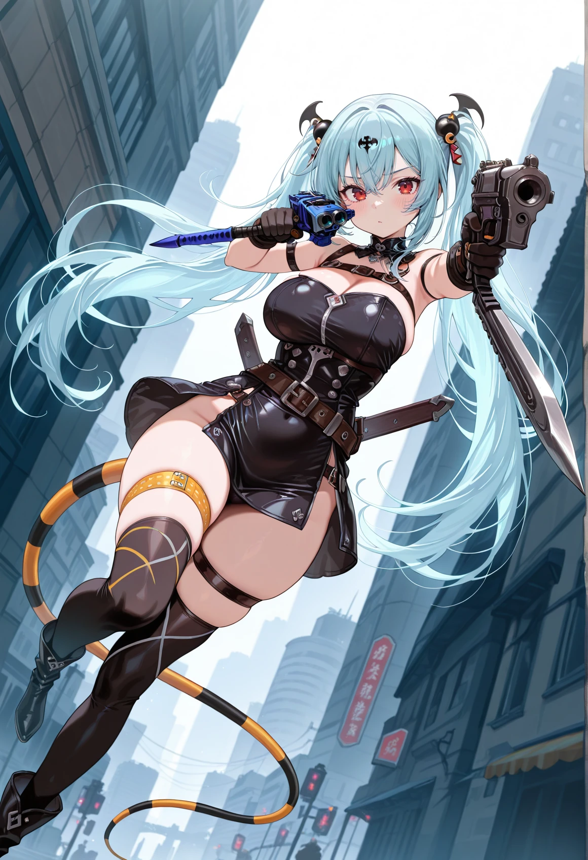 NSFM1.9. Showing Off Her 、naked、Show me that place、Touch there with your left hand、
One girl, top quality、masterpiece、Arc Records characters、Ariel、Wearing black pants、I can see her thighs、The belly button is visible、Wearing a black leather jacket、One Girl、Blue Hair、long hair、He has a gun in his right hand、