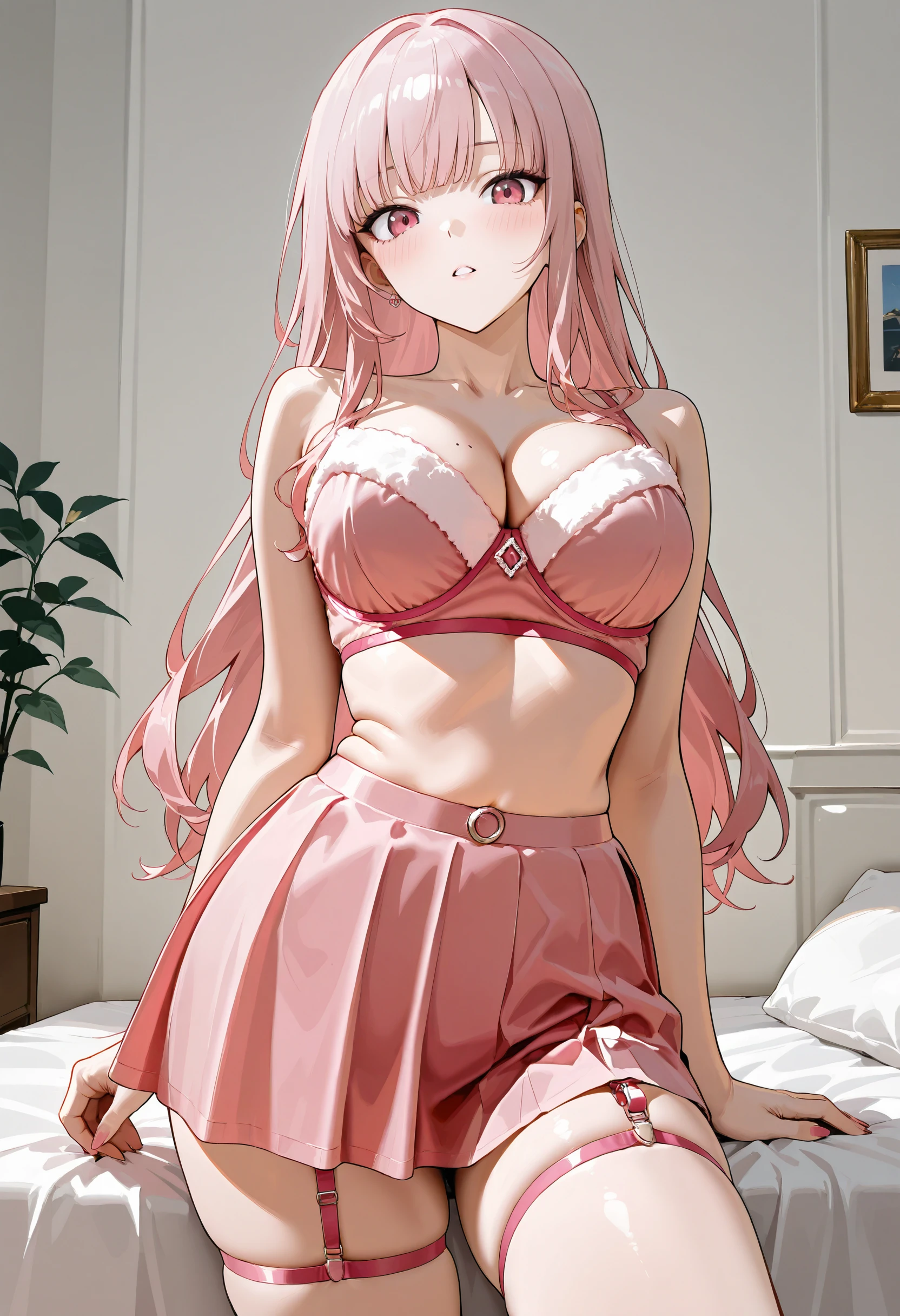 Fur Trimmed Velvet Lingerie illust