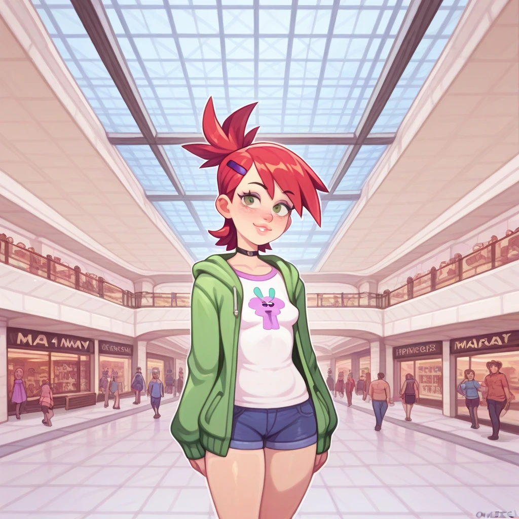 source_western, human, drawn by owler, drawn by cyancapsule, cowboy shot,  ((frankie_foster\(foster's home for imaginary friend\)), green eyes), [[small breasts]],
<lora:Mall_Atrium:1> m411, shopping mall, mall atrium, ((multiple floors, indoor balconies, indoor chasm)), adult crowded, multiples storefronts, glass roof,  spacious interior, (asymmetrical composition), saturated colors,
,(zoomed out)