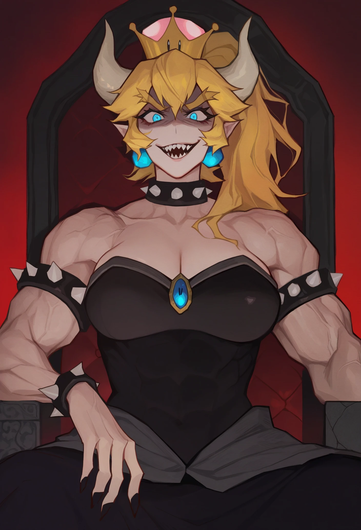 1 girl,Bowsette, half body portrait,movie shoot, cartoon,poster,