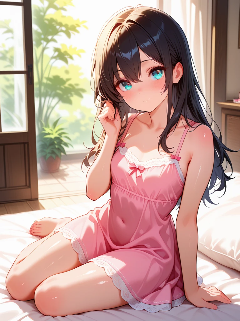 masterpiece,amazing quality,best quality,ultra-detailed,24K,illustration,shiny hair,clear skin,beautiful eyes,cute girl,kawaii,eyelashe,dress,<lora:yokozuwari_illustrious_V1.0:1> yokozuwari,sitting