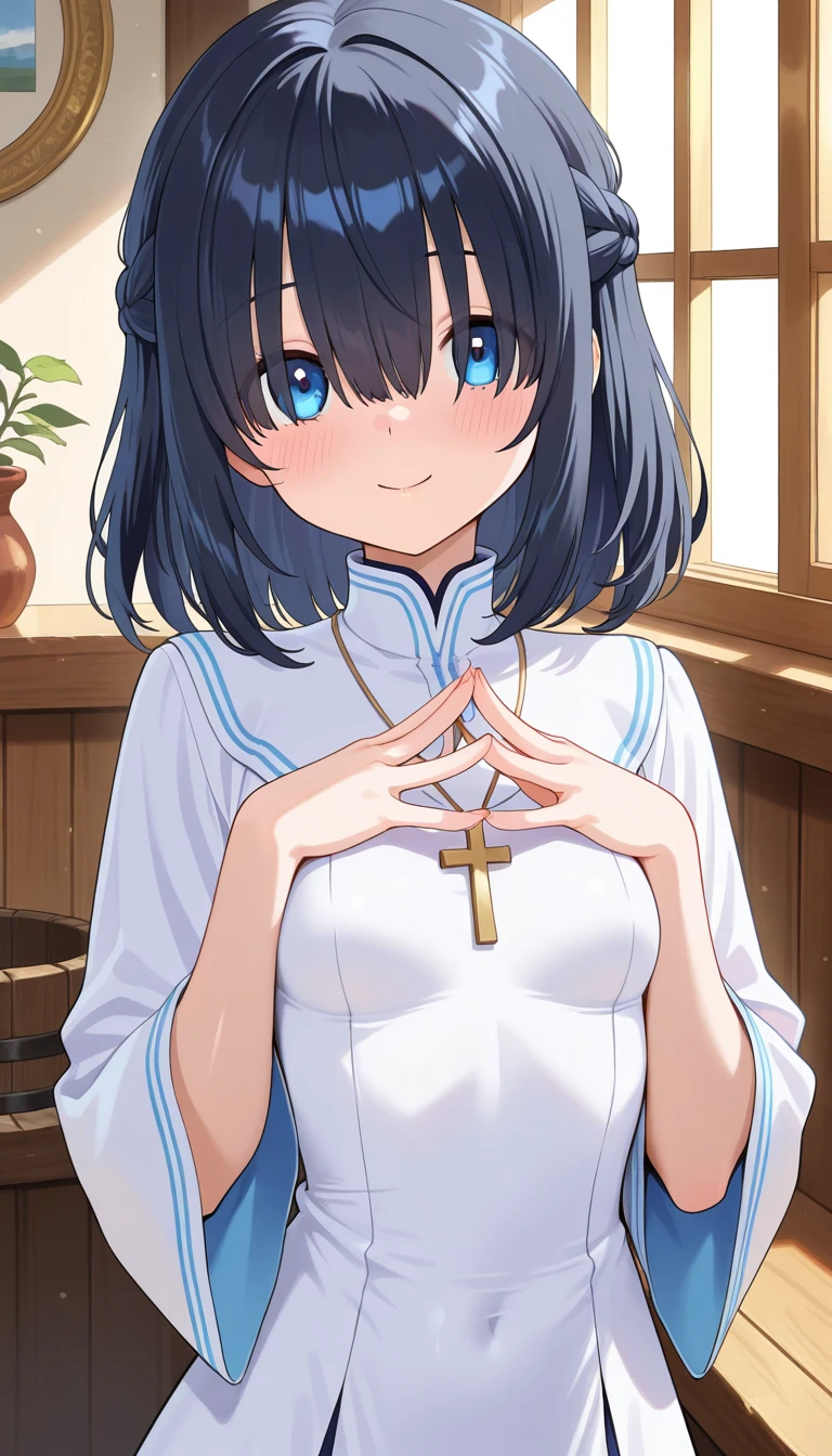 {artoria pendragon_fate ubw:1.15},(((black hair:1.5))), ((beautiful dark blue_eyes)), , ((Strong light )) , 1 girl,, alone,((surprised eyes:1.7)), hair between eyes,,,,, cleavage, thighhighs, ((( very long straight hair))), ((topless:1.5)) , beautiful light, , close up face:0.5, detail navel , detail thin thigs, , ((sitting on blue liquid:1.8)),, trouble eyebrow, nsfw,(ecstasy:1.8) ,(slut:1.6),(vulgarity:1.7),(fucked silly:1.8),(steam:1.5),(wet:1.5),(trembling:1.5),((Shielding with hands:1.5)) ,(drooling:0.6),(sweat:1.5),closed mouth:0.8, wince,(orgasm:1.7), trembling:1.8, beautiful upper body, Beautiful body, beautiful character design, perfect eyes, Perfect face, expressive eyes, Turning the face side to side,(church:1.5),in the center of the image, official art,High Definition CG Unity, Perfect lit, bright_front_face_lit, ,(Highest_quality:1.0),4k,Super detailed, photograph, 8K, nffsw, High resolution, absurd:1.2, kodak portrait 400, film grain, Lens flare, (lively_color:1.2) (beautiful,small breasts:1.4), (beautiful_face:1.3),(narrow_waist),((blush)), ((detail nipple)),,saber, dress, pony tail, (undress denim pants:1.5)