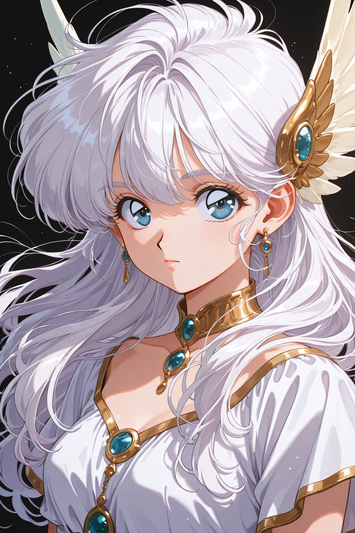 White hair,1girl,long hair,solo,black background,looking at viewer ...