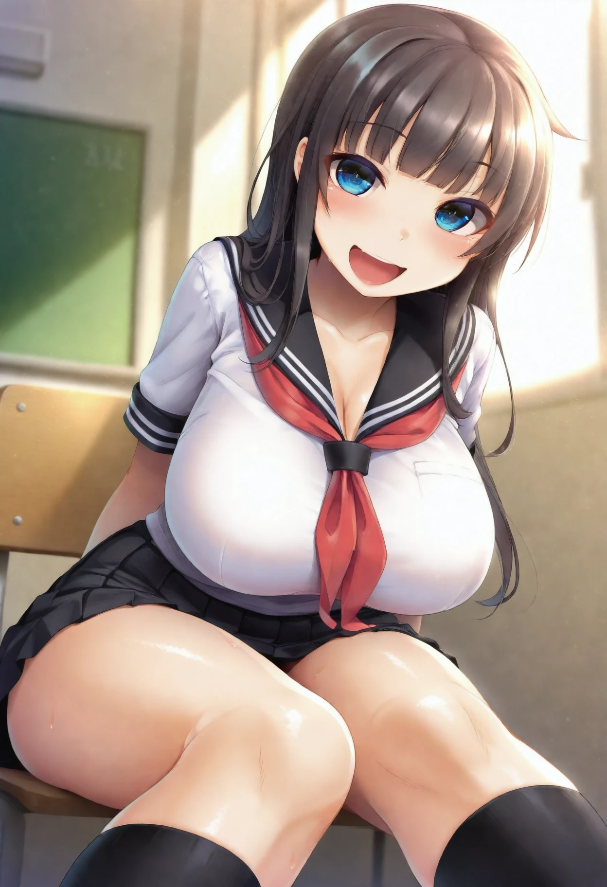 ((The woman is kneeling and sexily licking the popsicle that the man is holding.:1.4)), ((highest quality)), (Super detailed), (very detailed CG 統合 8k 壁紙), very detailed, High resolution raw color photos, professional photography, ((beautiful big breasts)), brown hair, side ponytail, wonderful face and eyes, slender body, (amazingly beautiful girl), (school classroom:1.3), (blazer, white shirt, checked skirt, Red ribbon at collar), (Her shirt is open around her chest, exposing her bra, Stylish pink micro bra), Exact number of arms, Exact number of legs, perfect anatomy, Angle from above