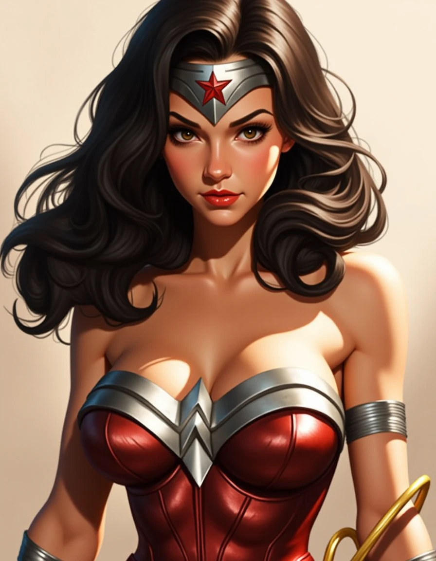 Brown leather bra with stripes double D size ,a woman in a leather outfit standing in a room, artgerm comic, artgerm and warren louw, artgerm detailed, artgerm style, graphic artist artgerm, extremely detailed artgerm, artgerm greg rutkowski _ greg, artgerm julie bell beeple, artgerm and wlop, artgerm art