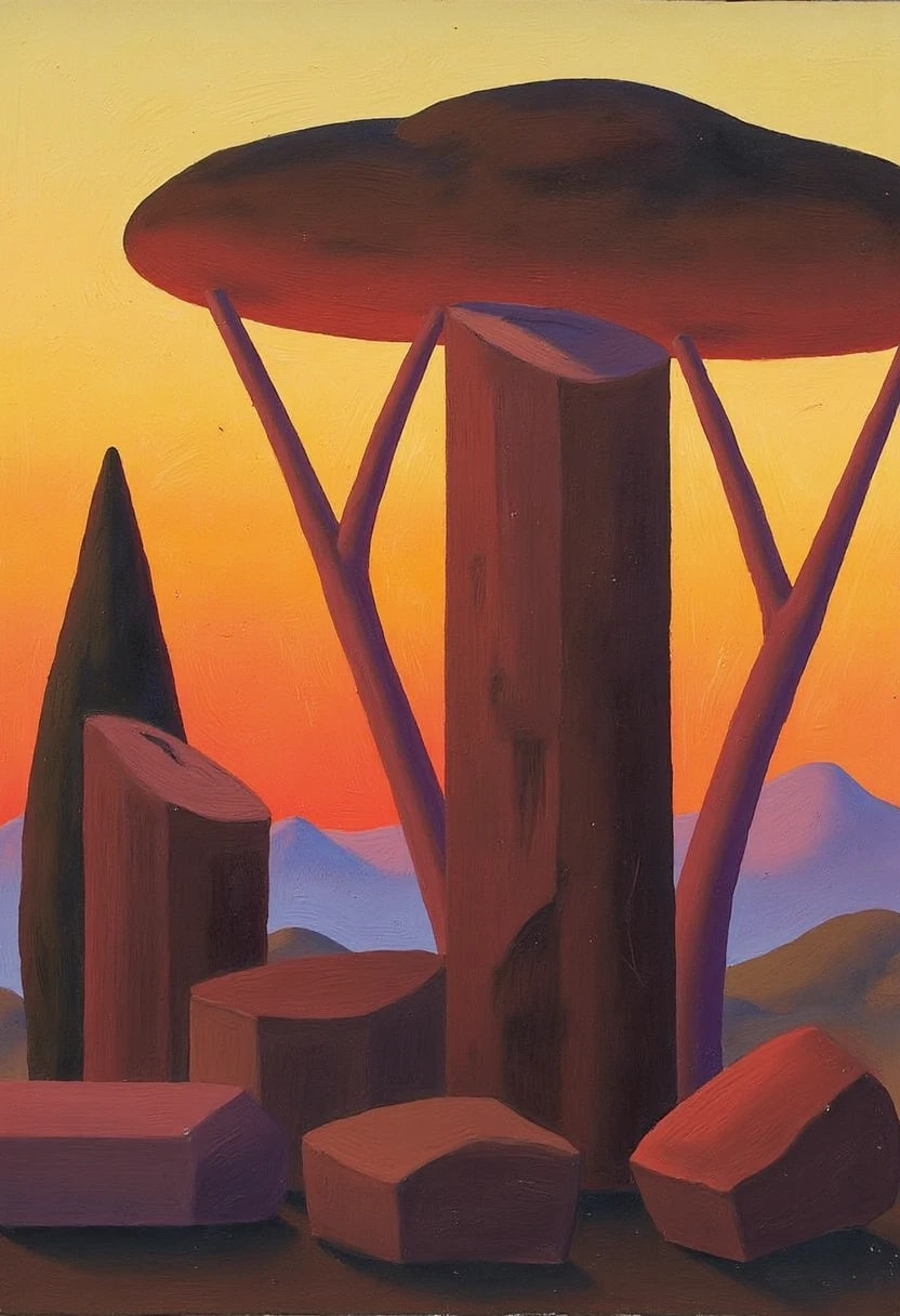 yfg-s@lvo a painting of a landscape with rocks and trees in the foreground,