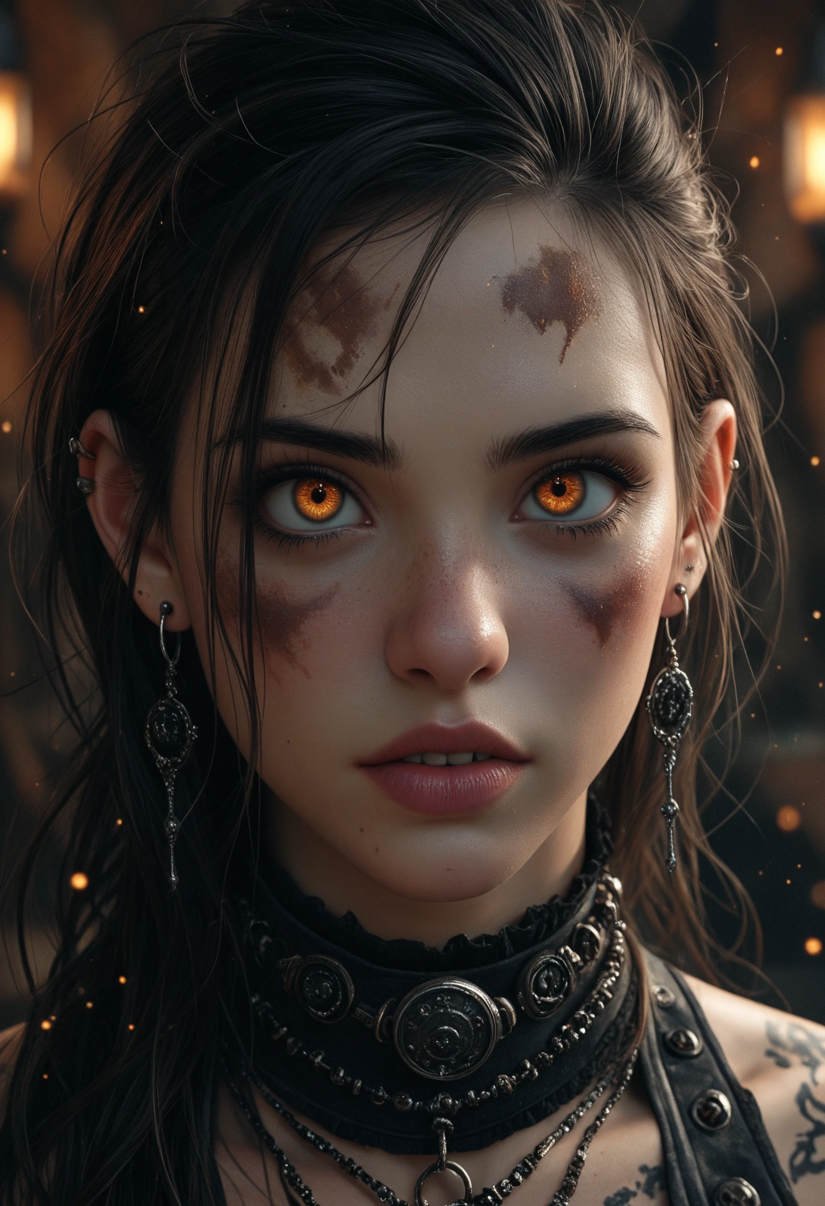 masterpiece, high_quality, highres, sharp_focus, detailed_eyes, Fantasy, (Grunge), portrait,
1girl, high_fashion, earrings, jewelry, light_particles