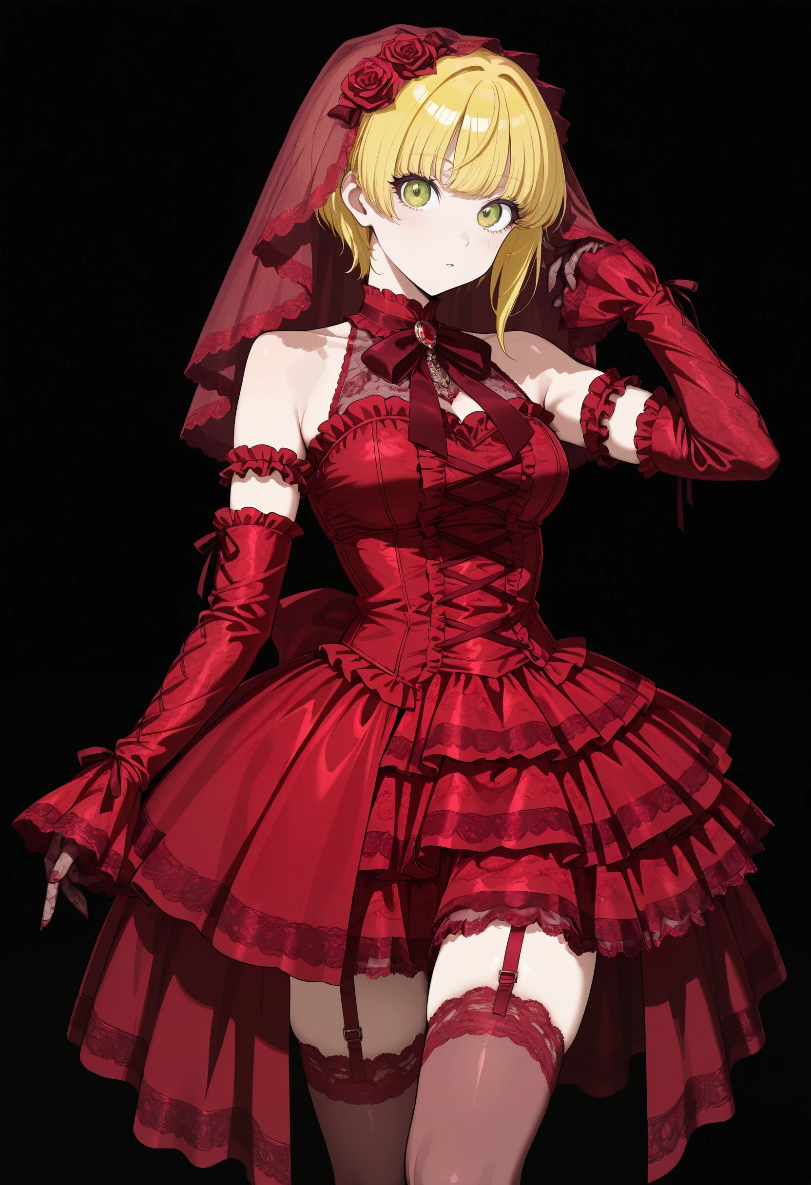 Punk Halter Ribbon Bustier Dress illust
