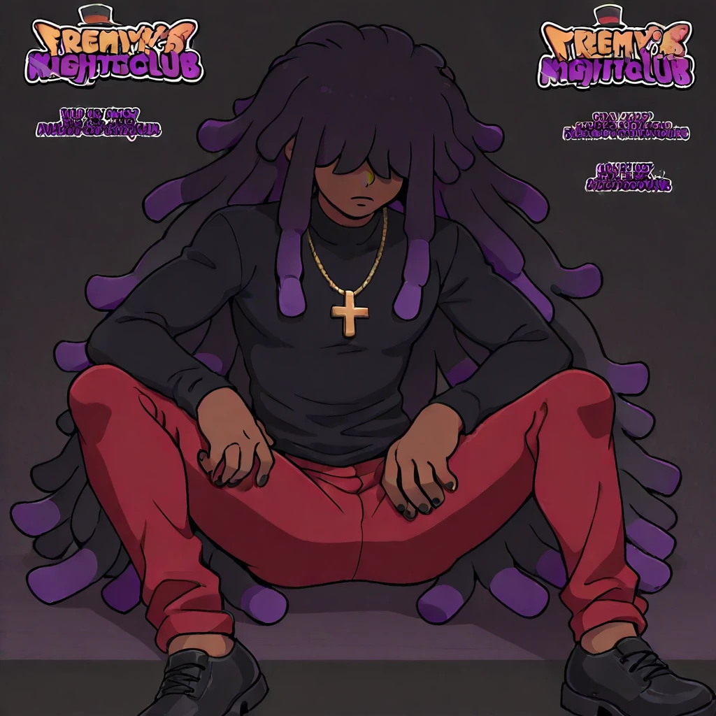 zelkovfe, masterpiece, best quality, 1boy, yellow eyes, black hair, long hair, solo, jewelry, key, male focus, boots, dark skin, dark-skinned male