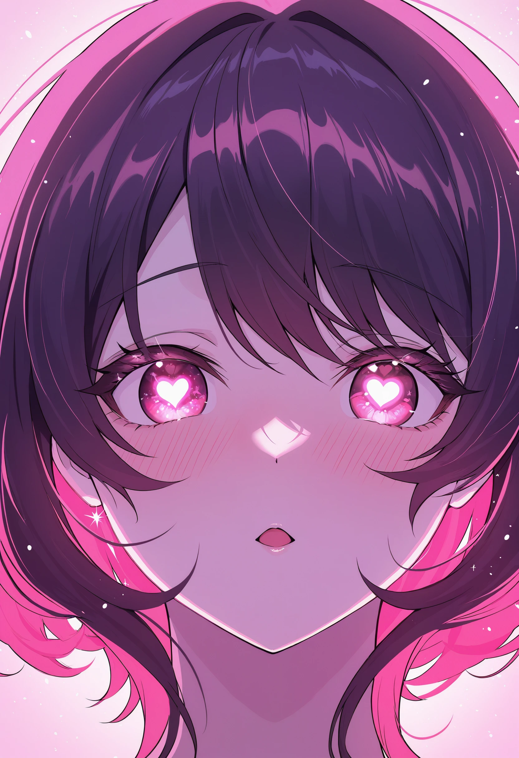 masterpiece, best quality, newest, absurdres, highres,
1girl, heart shaped pupils, light particles, glowing background, dreamy expression, soft warm glow, sparkles