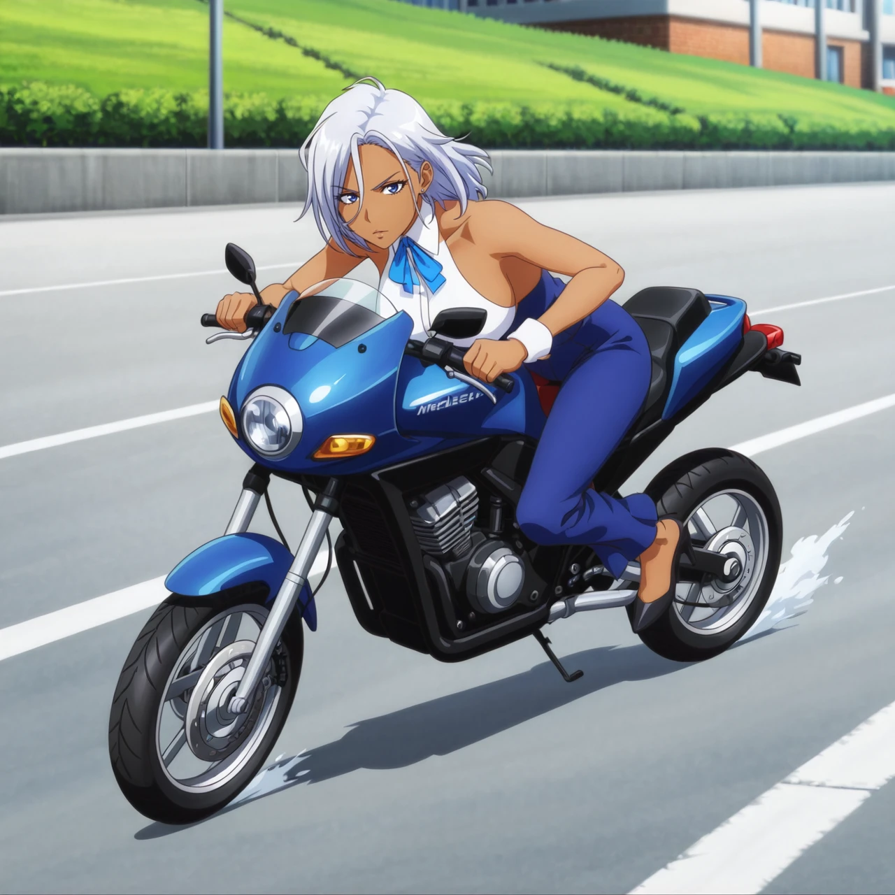 anime screencap, solo, 1girl, anastasiapalma,looking at viewer,riding motorbike,high speed,Wheelie,full body,dark skin<lora:anastasiapalma_IL:0.8>
high definition,amazing quality,best quality,very aesthetic,masterpiece,absurdres,