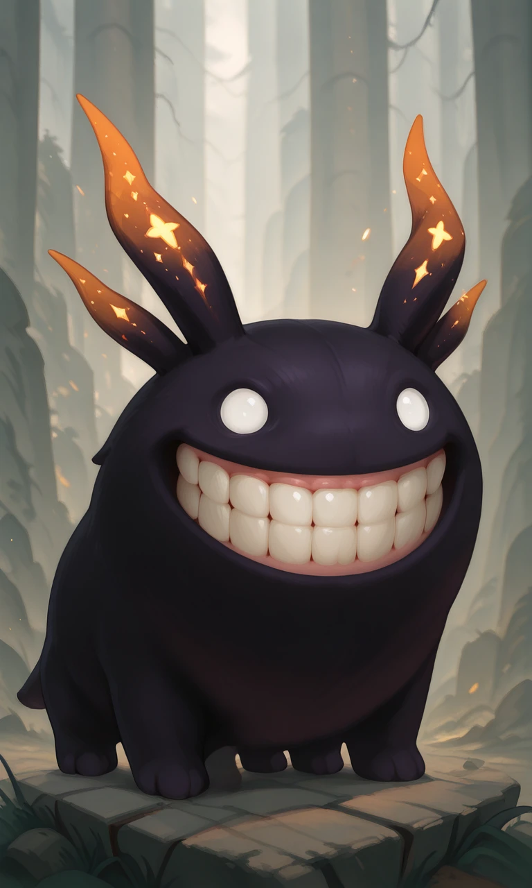 embedding:IllusP0s, nebulous hundun, teeth, grin, white eyes, cute, solo, no humans,<lora:g00se_v2_ill.safetensors:0.9:0.9> <lora:Nebulous_Hundun.safetensors:1:1>
