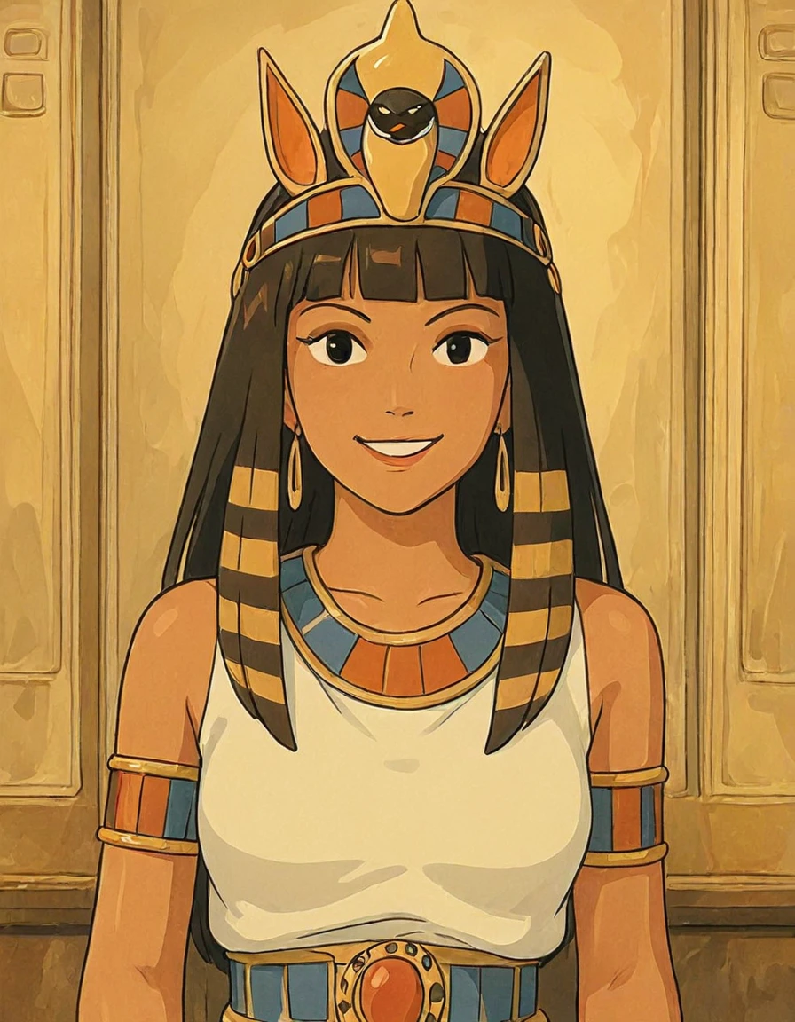 woman smile, vintage style egyptian queen