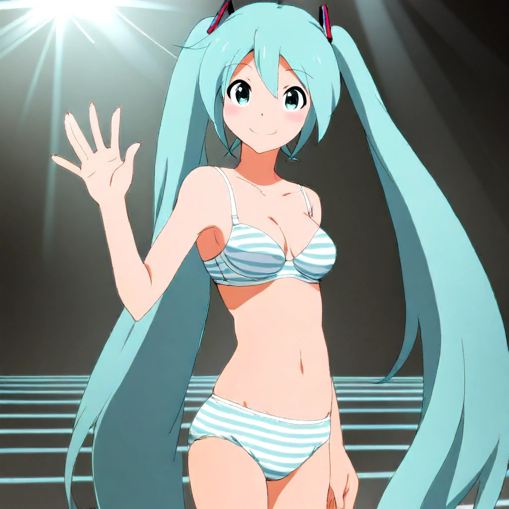 Lum-chan from Urusei Yatsura, her hair color is based on green with gradations of blue, black, and yellow, high , sailor uniform, two small yellow horns, gentle smile, class, sexy curvaceous, dynamic A pose,