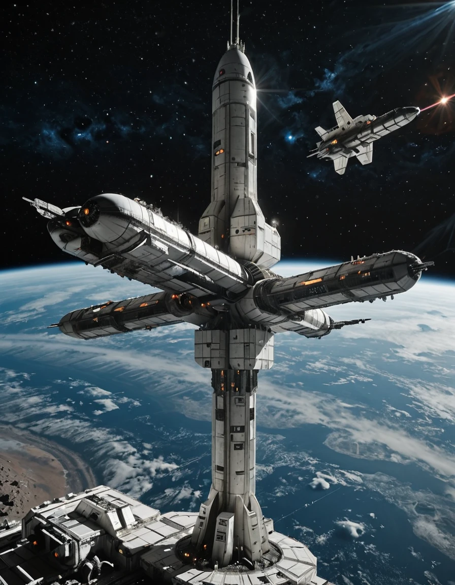 <lora:SWL_Stations1v3ill:1> photo, lostst1, loststsp, huge station, in space, b5, spaceship, cw3