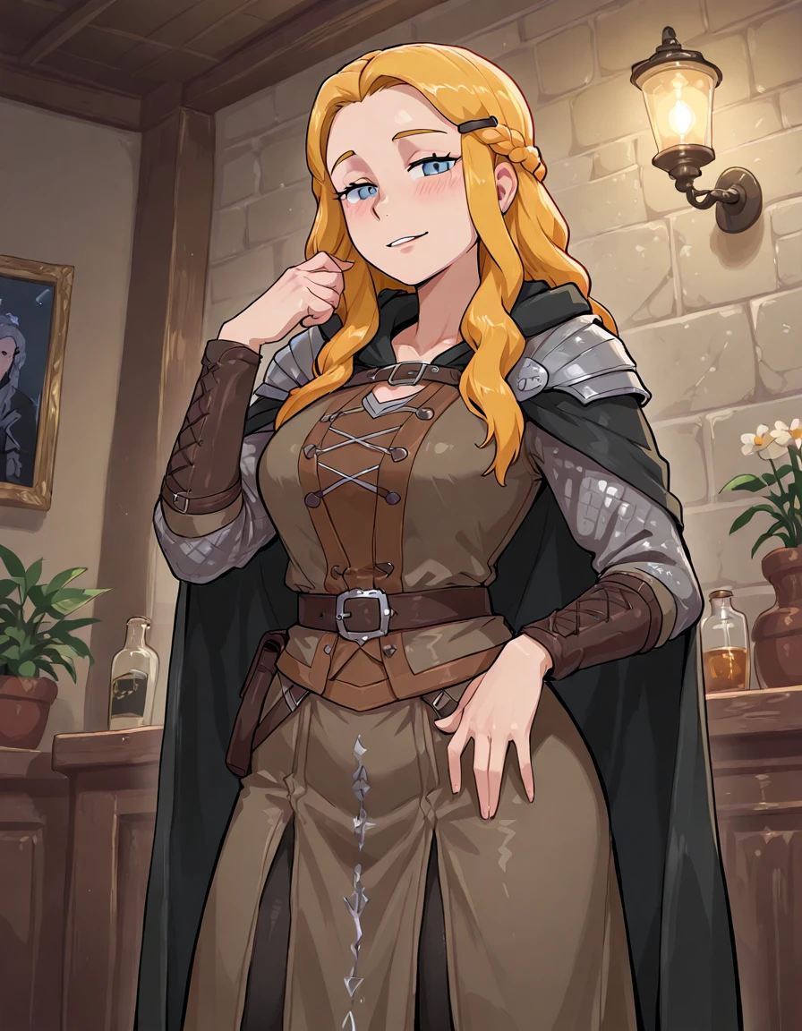 score_9, score_8_up, score_7_up, anime, 2d,
DwarfWarrior, mature woman, voluptuous, curvy, solo,
thick eyebrows, freckles, braids, chainmail,
looking at viewer, smile, flushed cheeks,
 <lora:Dwarf_Warrior_PonyXL:1>