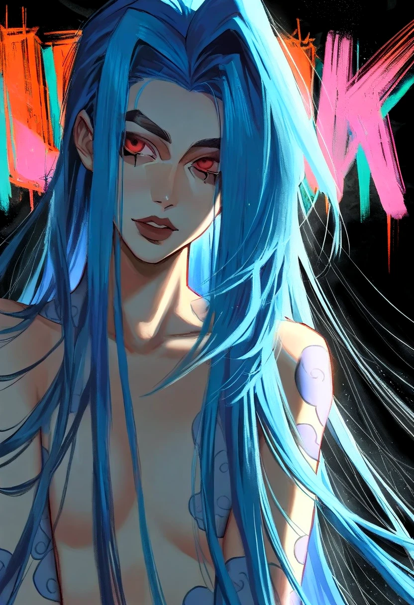 <lora:Jinx1llust:0.9>,jinx,solo,black_background,Greg Rutkowski,