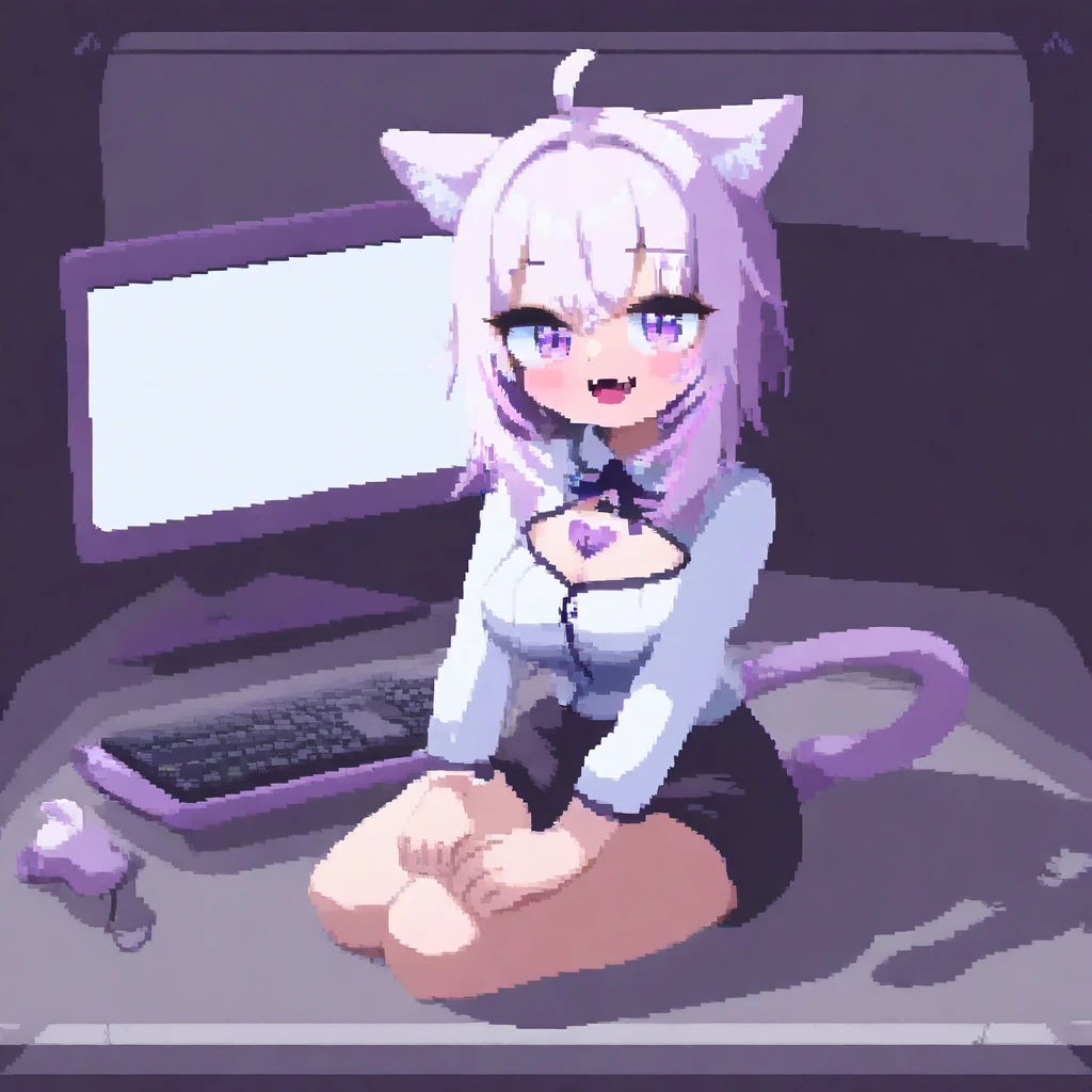 Anime girl with white hair and cat ears sits at the table, ig studios Anime style, anime cat girl, virtual model of youtuber live2d, broadcast on twitter, a twitch streamer, white-haired fox, Holo - wolf girl, Serafina Ari, kda, to some, white cat girl, Anime style. 8 k, anime girl with cat ears, очень красивая anime cat girl, gasped, Naked, topless, Without clothing, Big breasts, beautiful nipples, nipples, pink nipples, Without clothing, no bra, without cleavage, Naked, no bra, topless, Naked грудь, Big breasts, nipples, pink nipples, торчащие nipples, nude, 4k, 8k, hd, ultra hd, sexy, no bra, toples, nude, naked,, Naked, no bra, topless, Naked грудь, Big breasts, nipples, pink nipples, торчащие nipples, nude, 4k, 8k, hd, ultra hd, sexy, no bra, toples, nude, naked, nsfw, remove bra, bare chest, neckline, breasts in oil, erect nipples, Wet breasts, wet skin, Skin in oil, night, neon, night club, Dark