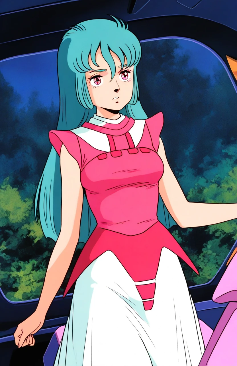 general,highres, ultra-detailed,very aesthetic,best quality ,best hands, BREAK <lora:Ciela_Lapana_Aura_Battler_Dunbine_Ver2.0_IS:1>
Ciela_Lapana,1girl,solo, long hair, pink eyes, aqua hair, bangs, breasts,
1980s (style),
science fiction, solo, white skirt, dress, long skirt, cockpit, official style, standing, white skirt, black eyes cowboy shot, standing, forest, night,