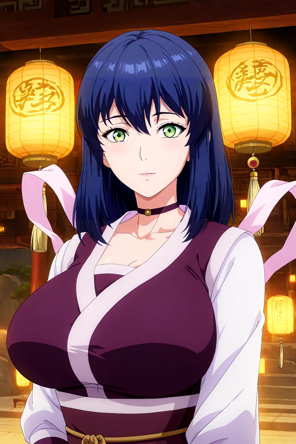 front view,
1girl,mature female,milf,huge breasts,upper body,looking at viewer,
Best quality,masterpiece,soft light,official art,high quality,highres,absurdres,epic scene,natural textures,<lora:Xia Ling IL:1>,xia ling,blue hair,medium hair,green eyes,choker,chinese clothes,shawl,hagoromo,