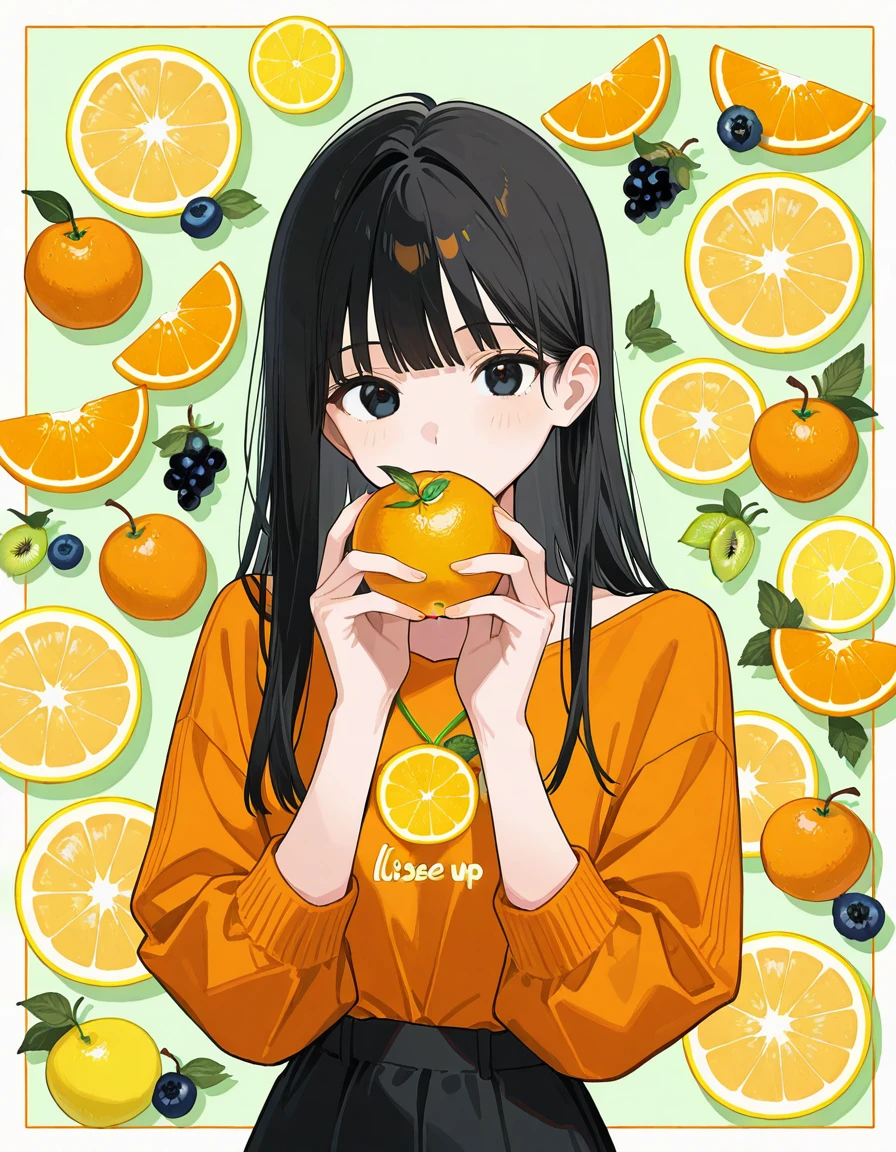 watermelon、mandarin orange、banana、strawberry、pineapple、melon、Grapeuscat、strawberryのブラとmandarin orangeの下着のがフルーツたくさんのお風呂に浸かる、barefoot、