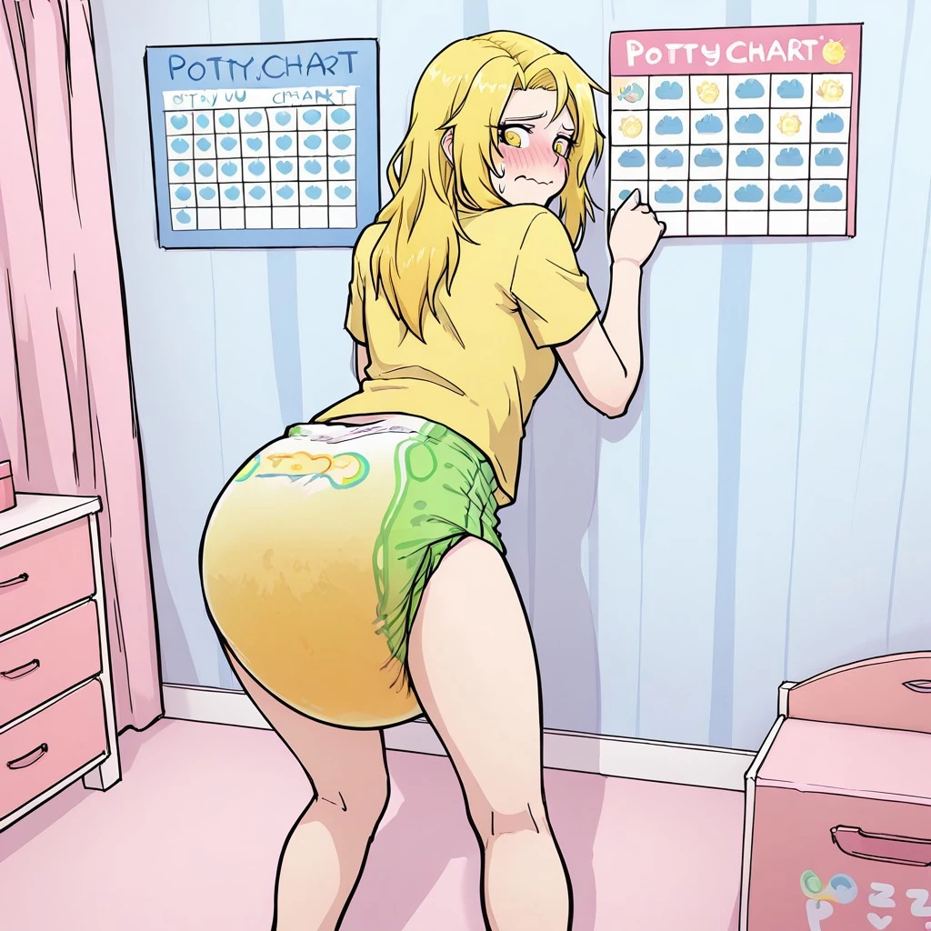 Anime. 1 Girl. Cute girl. Slave. Urinary incontinence. Diarrhea. Blonde hair. Long hair. Wavy hair. Green eyes. Beautiful eyes. Perfect eyes. Expressive eyes. Ideal face. Beautiful nose. 16 years. Medium breasts. Beautiful breasts. Urinary incontinence. Wants to pee. I need to pee. Strong, desperate urge to pee. Hands on crotch. He squeezes his crotch tightly. Rubs the crotch. Knees together, feet apart. The girl can't stand straight. She peed herself. Urine leaks from the perineum onto the floor. Urine runs down my thighs. Diarrhea. Wants to poop. I need to poop. A strong, desperate urge to poop. She pooped herself with diarrhea. A stream of liquid feces comes out of the butt onto the floor. Ideal anatomical body. Dirty tunic. Torn tunic. Slave collar. Diaper. Dirty diaper. Diaper mess. Standing. Standing in a cell at the slave market. Full height. Slum. Slave market. Many people. Beautiful character design. Shiny skin. full body nswf. Official art. Extremely detailed CG Unity 8k wallpaper. Ideal lighting. Ultra high resolution 4K. Super detailed 8K resolution. A high resolution.