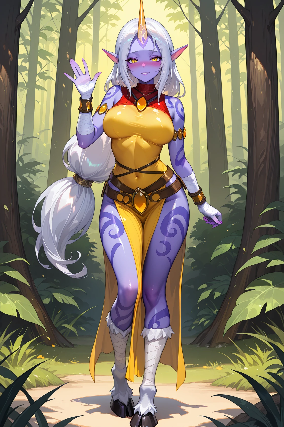 (high res, 8K, masterpiece, looking at viewer, best quality, very aesthetic, ultra detailed, ultra background, ultra Eyes), intricate details, 1girl, Meimei, has long silver-blue hair that is usually styled in two braids, one covering her face and the other hanging down behind her head and over her shoulders, dark purple eyes, Perverted face, red lips, Big Ass, big breasts, buttocks facing the camera, bend over, background Waterfall, Mountain, Forest, river, Cinematic Angle