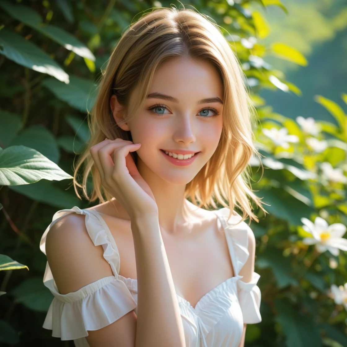 score_9, score_8_up, score_7_up, score_6_up, rating_questionable, rating_explicit, scenic background, dramatic light, 1girl, beautiful, neat, cute girl, lady, detailed face, cute face, adorable blue eyes, innocent, fit body, hourglass body, (medium sized ), full body shot, graceful, perfect eyes, ealistic face, 1girl, smile, beautiful eyes, pleated skirt, enigmatic, shy, candid photo, random pose, blonde hair, europian,