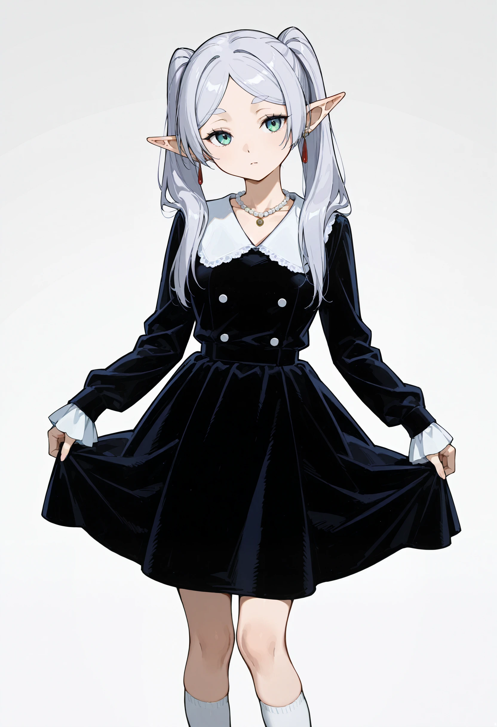 Retro Velvet Short Dress illust
