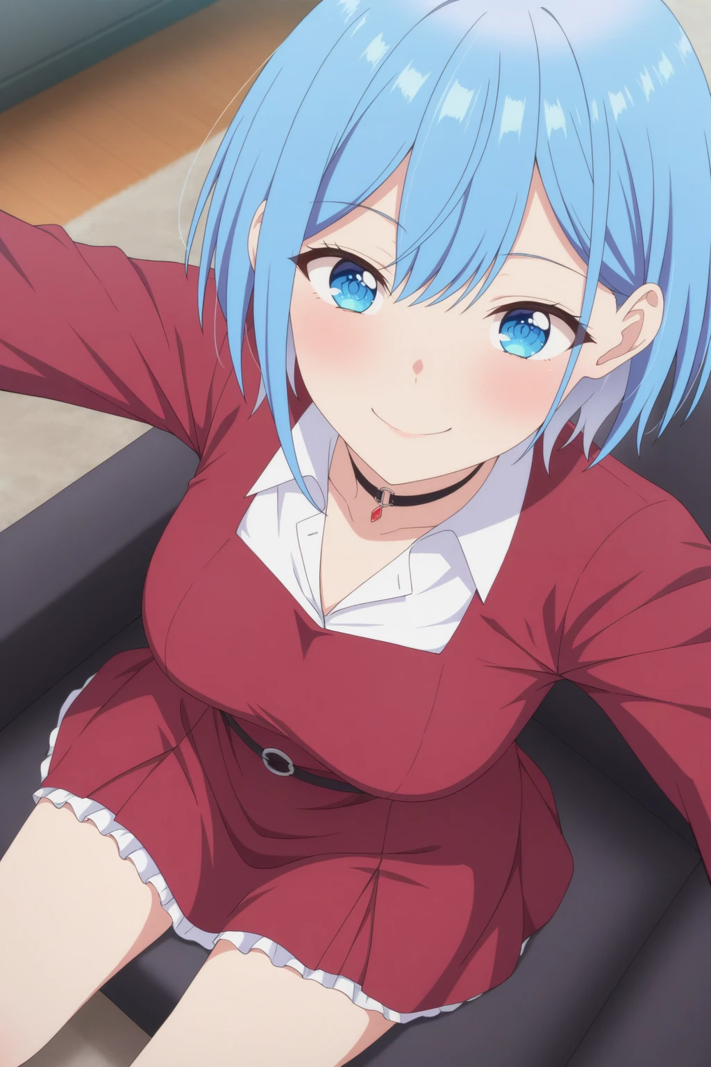 masterpiece, best quality, amazing quality, very aesthetic, absurdres, ultra detailed,
<lora:Himari_Inuzuka:0.8> 1girl, himari_inuzuka,
portrait, smile, (red dress:1.3),
view from above, body is visible, medium breasts are visible from under the shirt,,
