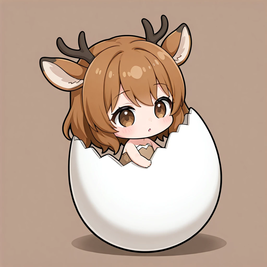 <lora:å­µå:1> chibi girl in hatched egg, deer