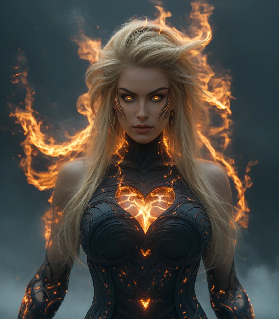 ethereal fantasy concept art of  , masterpiece, best quality, great quality, <lora:ThundermanStyleQuiron_ilus:1>  
CheetaraQuiron,  1girl, solo, long hair, breasts, looking at viewer, blonde hair, large breasts, cleavage, jewelry, yellow eyes, upper body, weapon, bracelet, lips, fingernails, makeup, lipstick, polearm, sharp fingernails, bangle, [(focused-eyed (((Zero))) deftly parrying laser shots], [with his Z-Saber alight]:1.1) (in the heart of a blazing factory, molten metal flows and robotic foes emerge, but Zero's unyielding spirit stands undeterred:1.3)., . magnificent, celestial, ethereal, painterly, epic, majestic, magical, fantasy art, cover art, dreamy