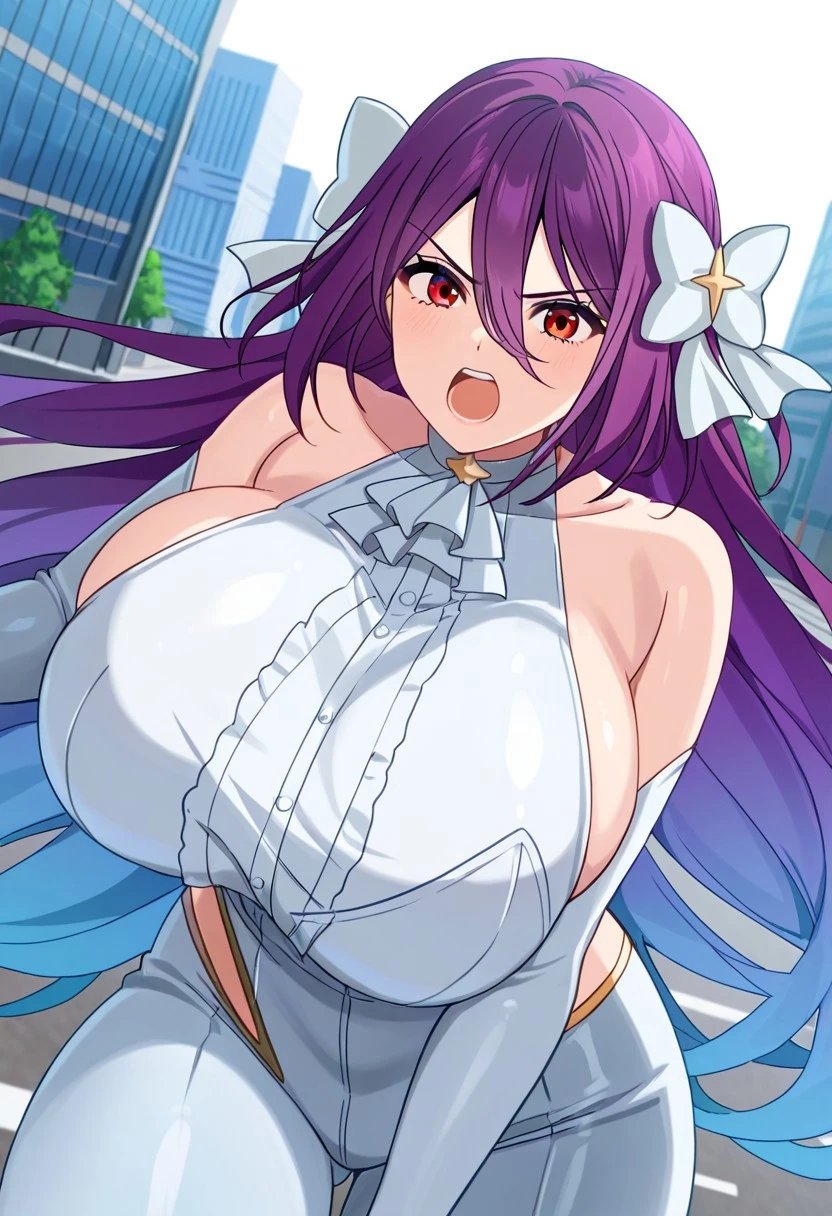 (high quality, Super detailed, 最high quality, Very detailed, beautiful, masterpiece),(Cure Berry - Bad End Precure),((Super huge breasts)),((Super super super big cleavage)),((Super super super saggy breasts)),(((Super obscene brown erect nipples))),(((Huge breasts bigger than her face)))