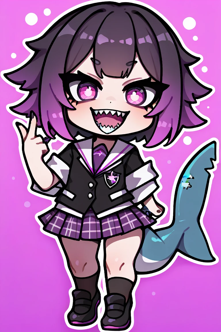 1girl,shark tail,sharp teeth,(virtual youtuber), chibi,full body,school uniform
gothic_glittercore