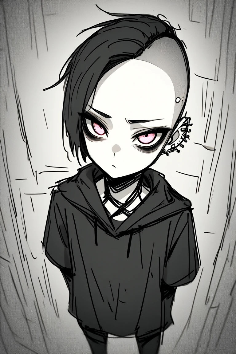 1man, isometric, seen from above, gothic_glittercore, shaved head, flipped finger, fisheye lense, cute, muted color,
gothic_glittercore, illustration, anime, sketch