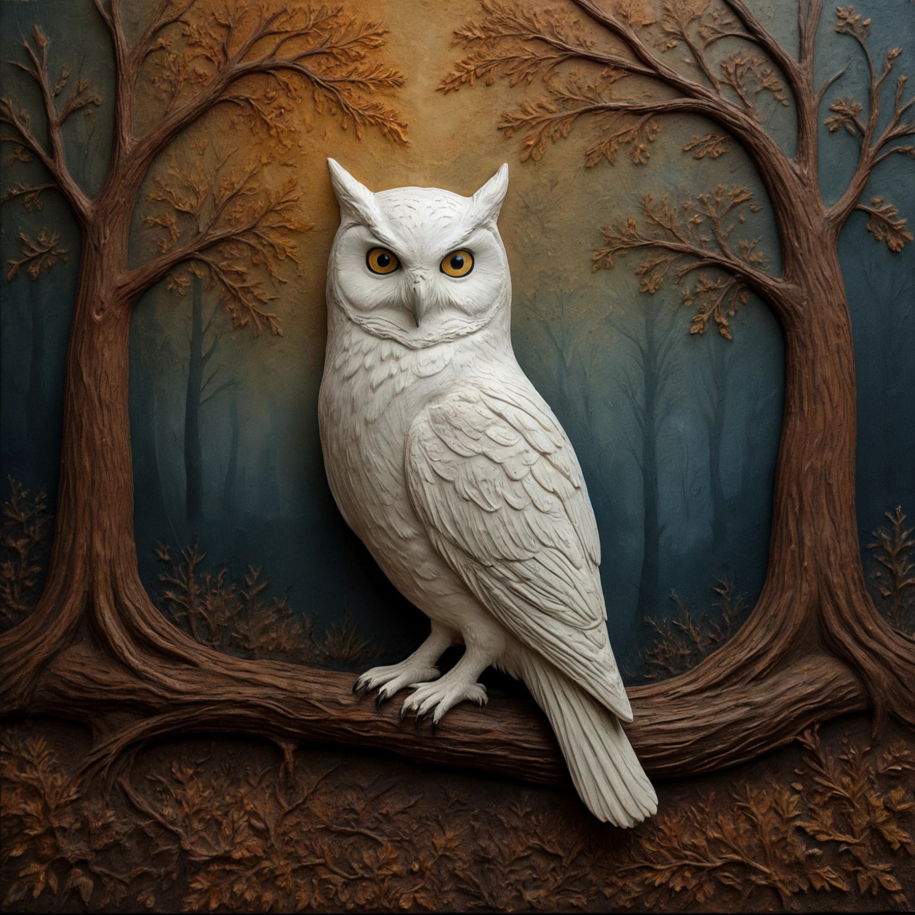 Clay art. A white owl on a branch in the forest.
<lora:ClayArt01a_CE_XL_300-OT:0.6> clyartCE_style