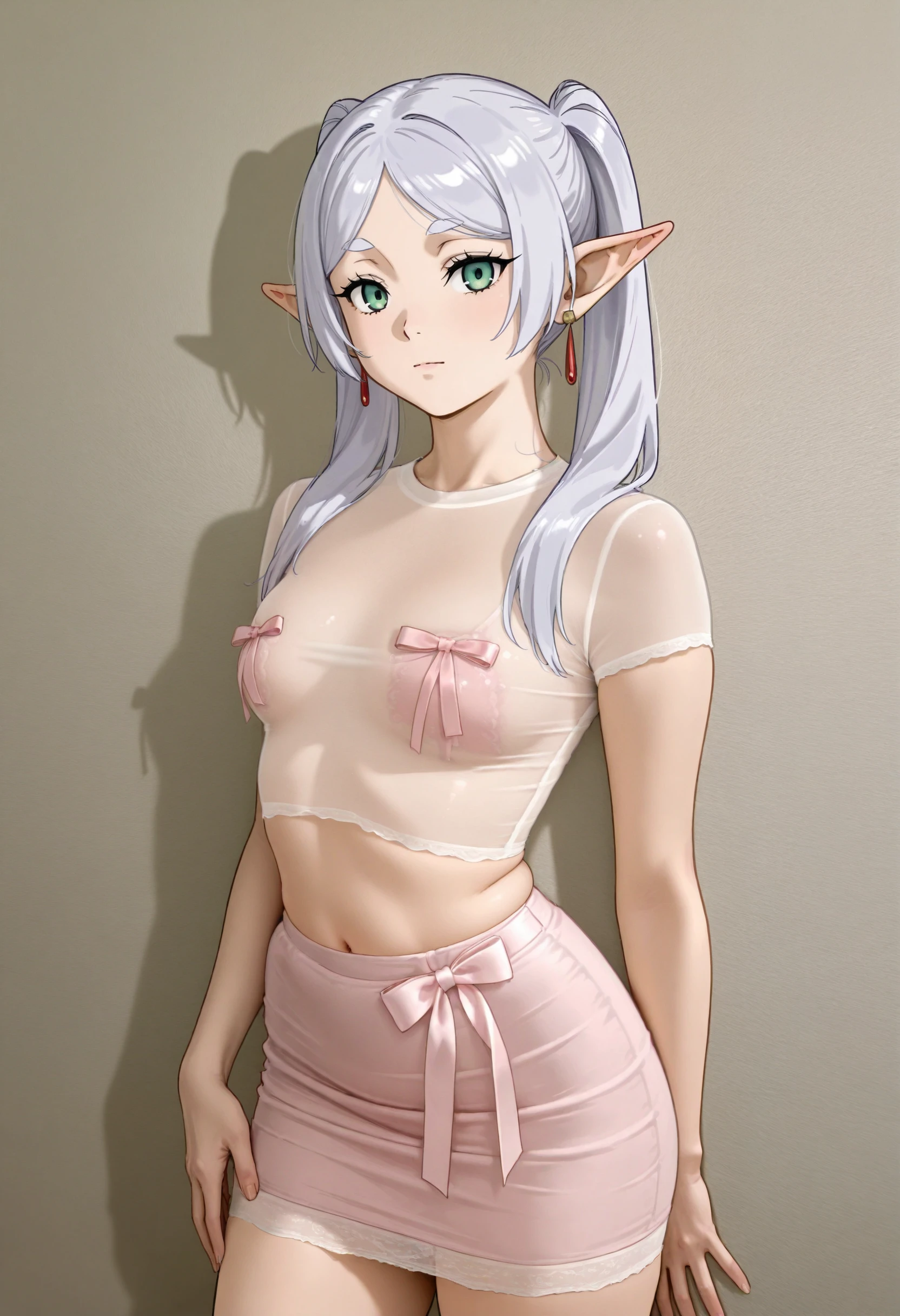 Y2K Sheer Top Bow Details Illust