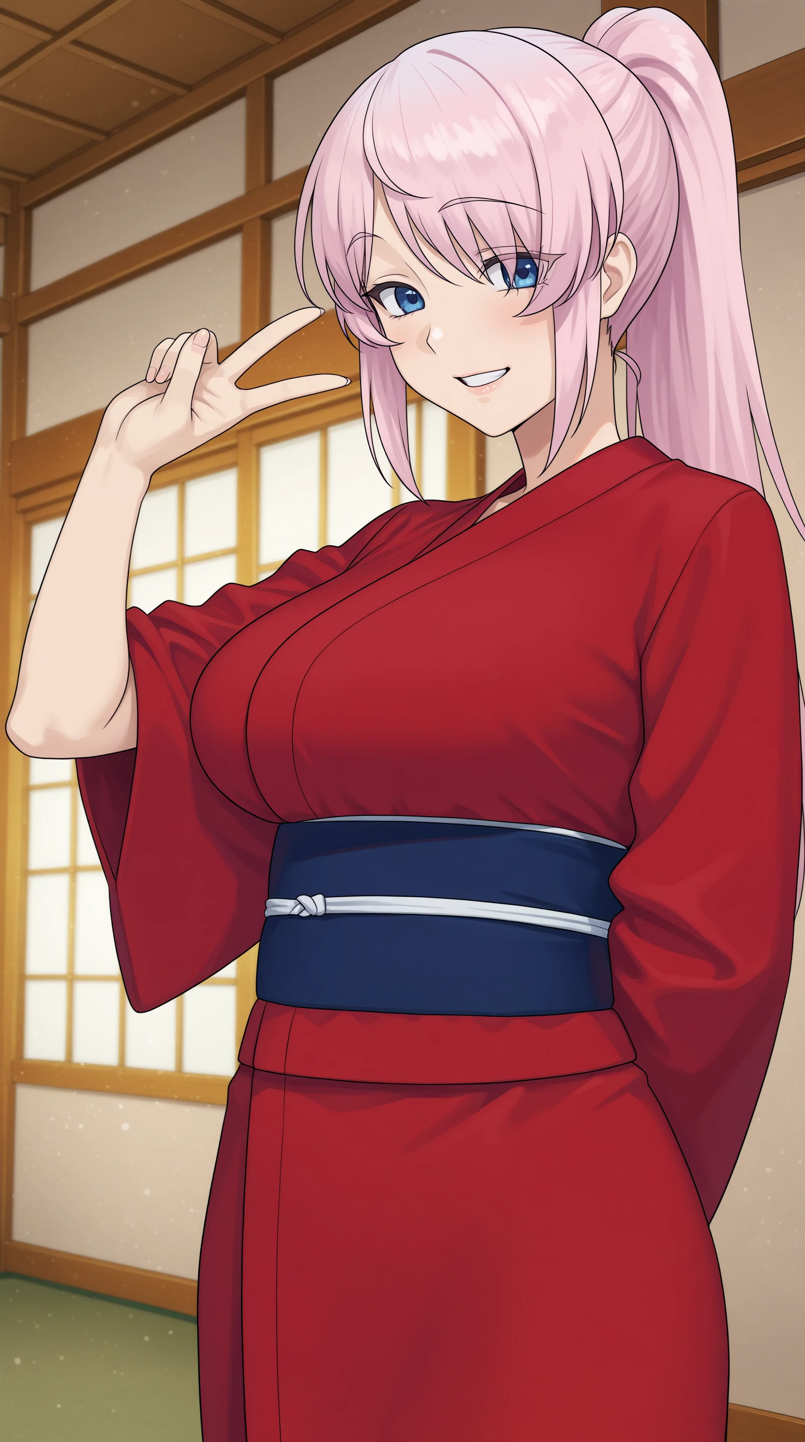 Shuna the original face, 1girl, long hair, pink hair, pink eyes, two horns, twisted torso, scenery, absurdres, very aesthetic, best quality, nude, charming women, beautiful, (closed view:0.8), original outfit, outdoor, kimono, (nude), (pussy:1.2), no panties, wild lift, (arms behind on back:1.1), (masterpiece:1.2), best quality, super ultra high resolution, unity 8k wallpaper, (illustration:0.8), (beautiful detailed eyes:1.6), extremely detailed face, perfect lighting, extremely detailed CG, (perfect hands, perfect anatomy),