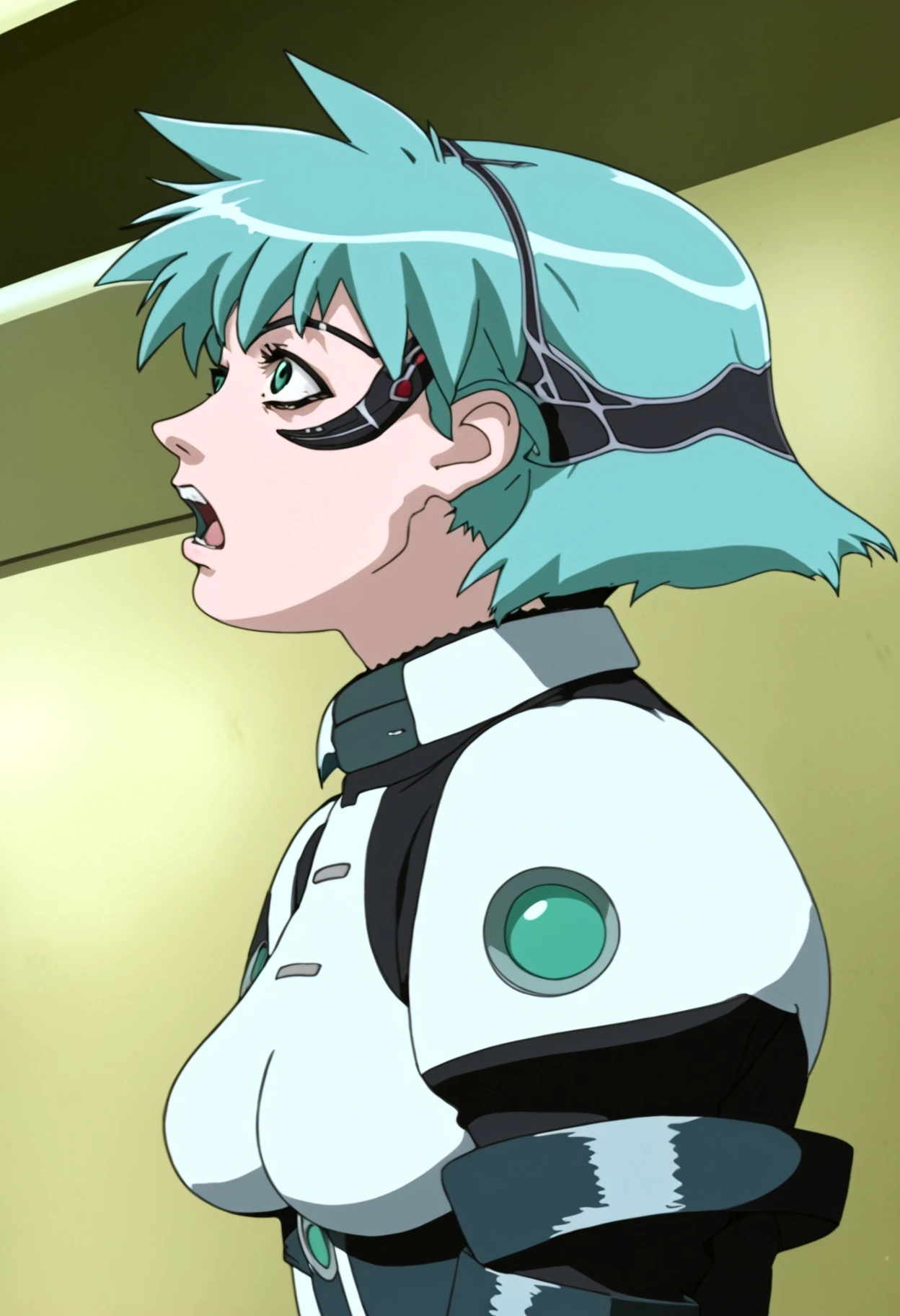 One girl,Ayanami Rei,alone,Red eyes,short hair, Blue Hair, Big Tits, white plug suit, pregnant,Hair between the eyes, Spread your legs, on hall fours, by the sea,bangs, View your viewers,smile,8k,(Perfect hands, Perfect Anatomy)