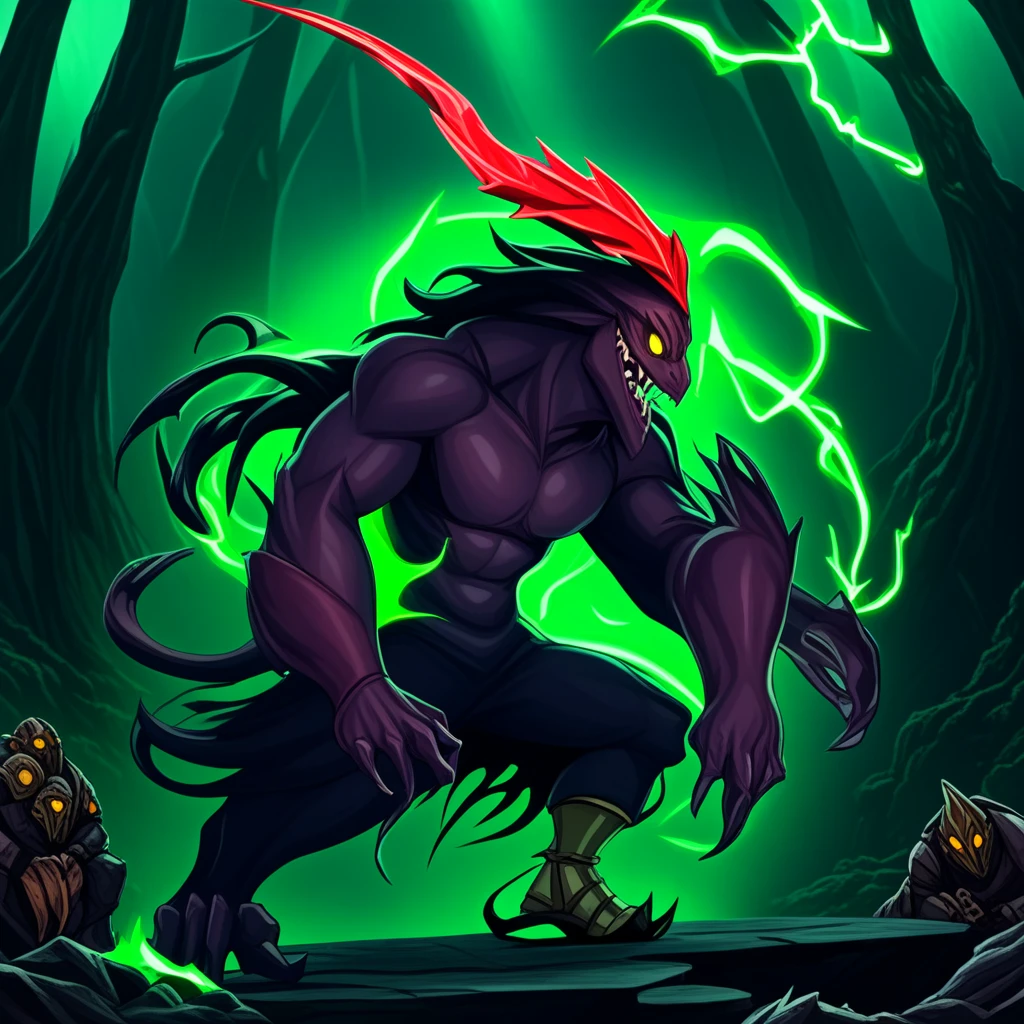furry, anthro, wolf, wolf ears, wolf tail, ((neon green, snow white and pitch black colored fur)), ((neon alien markings on body)), fluffy mohawk, hair same color as fur, messy fur, neck floof, black scleras, red pupils, ((four arms)),razor sharp teeth, slim body, handsome, sexy, slender, monstrous, eerie, creepy, scary, naked, pawpads, neon green pawpads, posing creepily in a dark and abandoned lab, ((best quality, 4K, UHD, masterpiece, digitigrade stance)), alone,